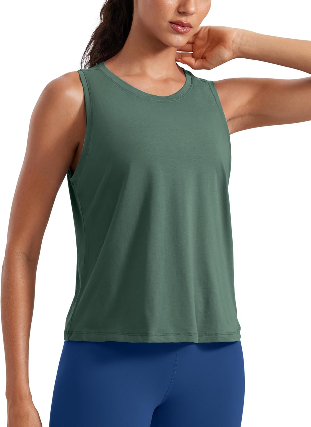 CRZ YOGA Pima Cotton High Neck Tank Top