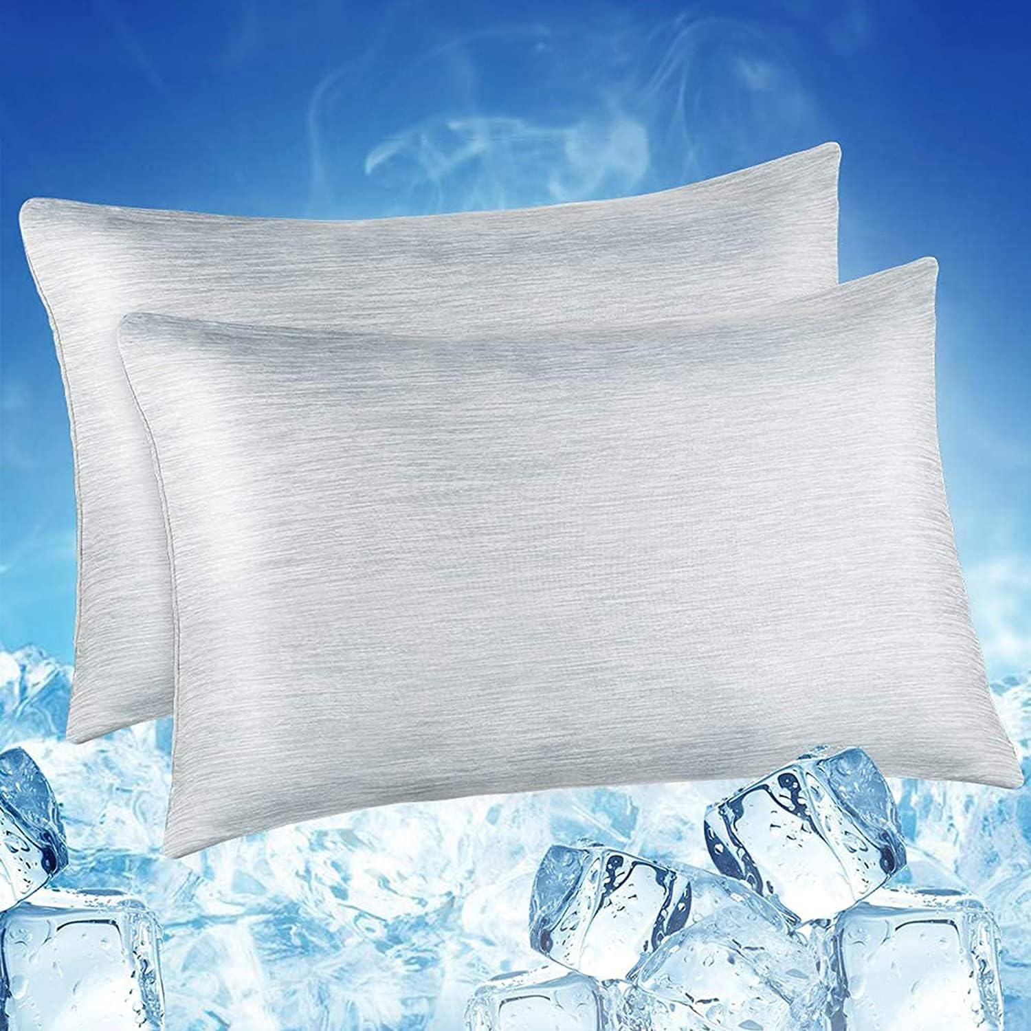 LUXEAR Cooling Pillow Cases for Hot Sleepers, Set of 2, Standard Size, Gray