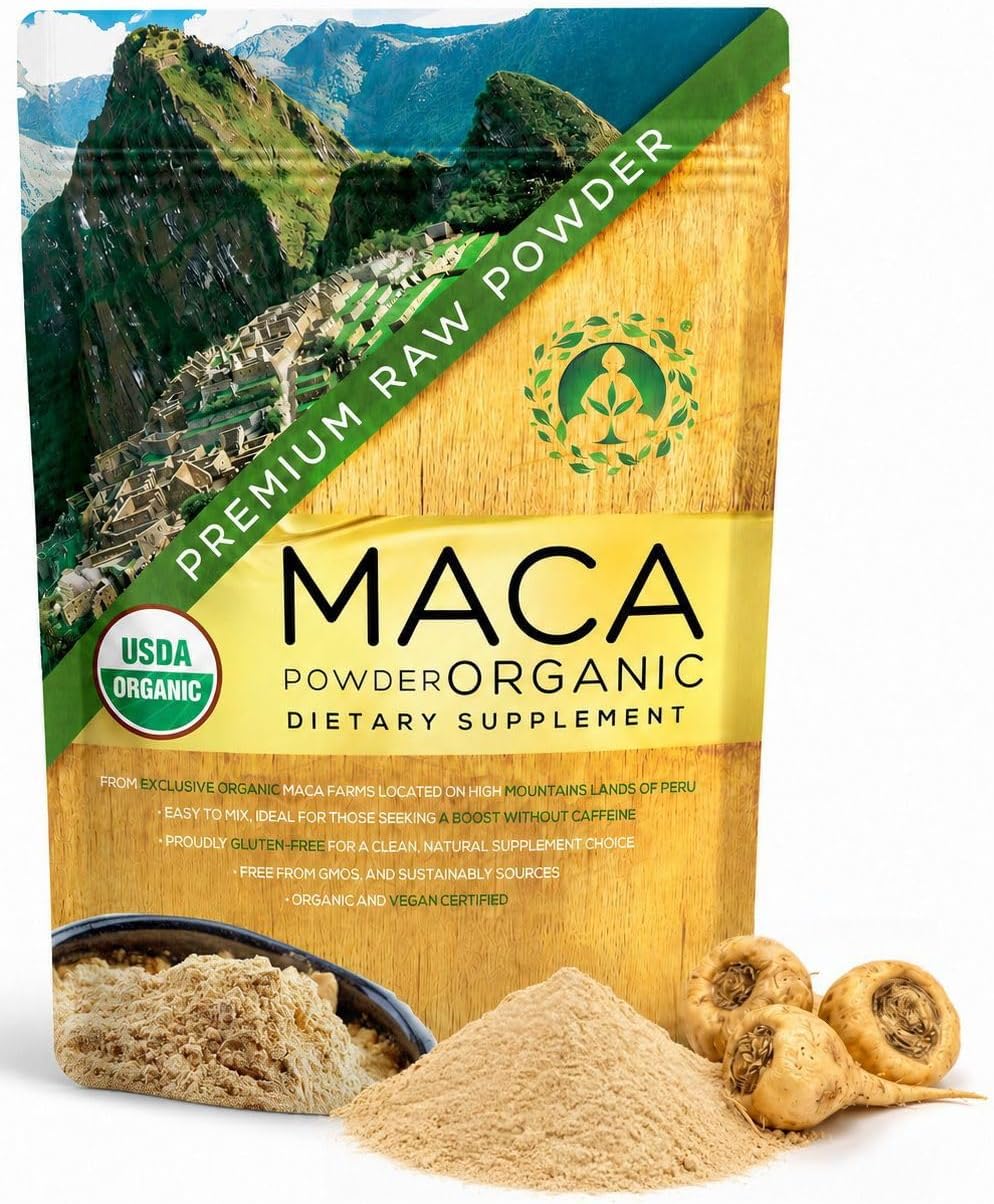 Zen Spirit Maca Root Powder Organic – Peruvian Root Premium Grade Superfood (Raw) – USDA & Vegan Certified – 1 Bag (8oz) – Perfect for Breakfast, Smoothies, Baking & Ice Cream.
