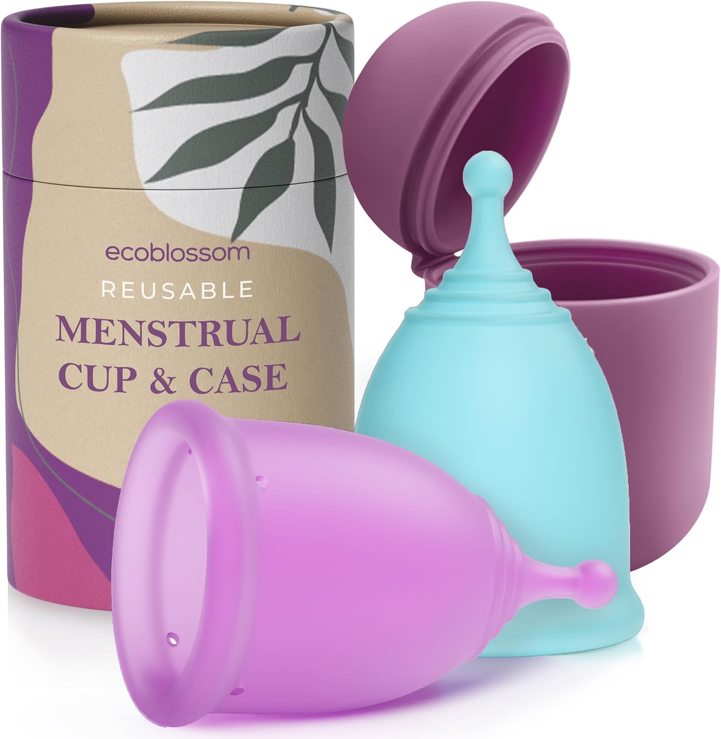 Ecoblossom Menstrual Cups, Period Cup for Women, Menstrual Disc Alternative | (Small & Large Cups, with Case) Medical-Grade Silicone, Comfortable Fit, Reliable 12-Hour Leak-Free Protection