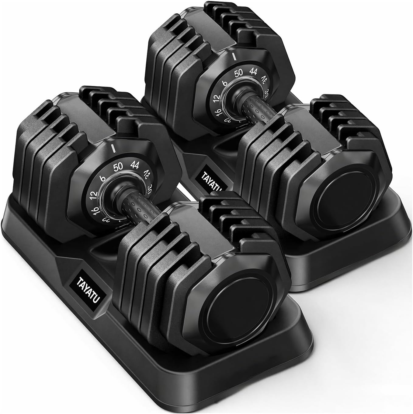 Adjustable Dumbbell 25LB Pair Dial Quick Change Anti-Roll | 25LB pair (5-30lbs total). 10-in-1 dial system, octagonal anti-roll, auto-lock. Storage stand, non-slip grip. Home gym.