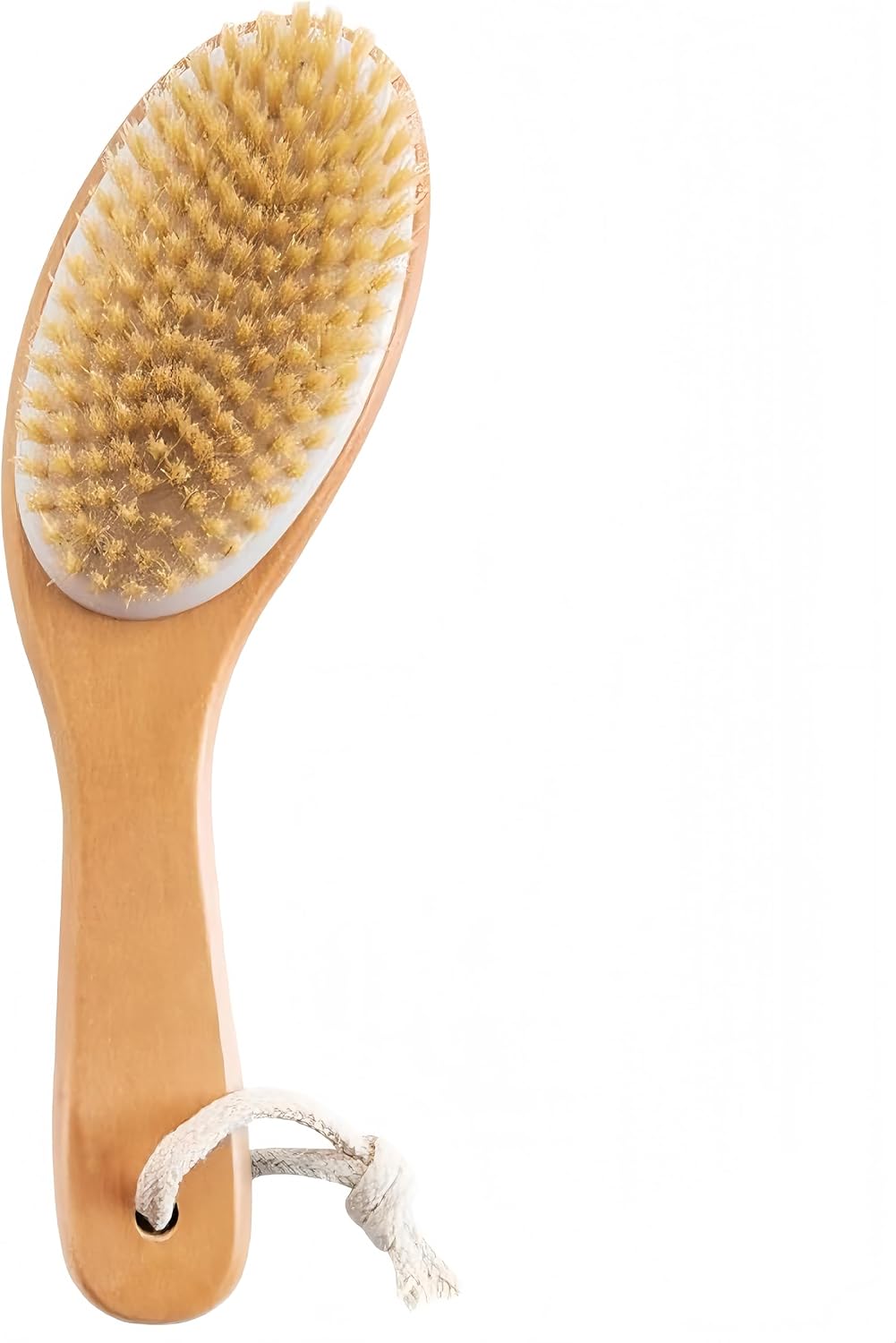 Dry Brushing Body Brush with Handle, Natural Bristle Exfoliating Brush