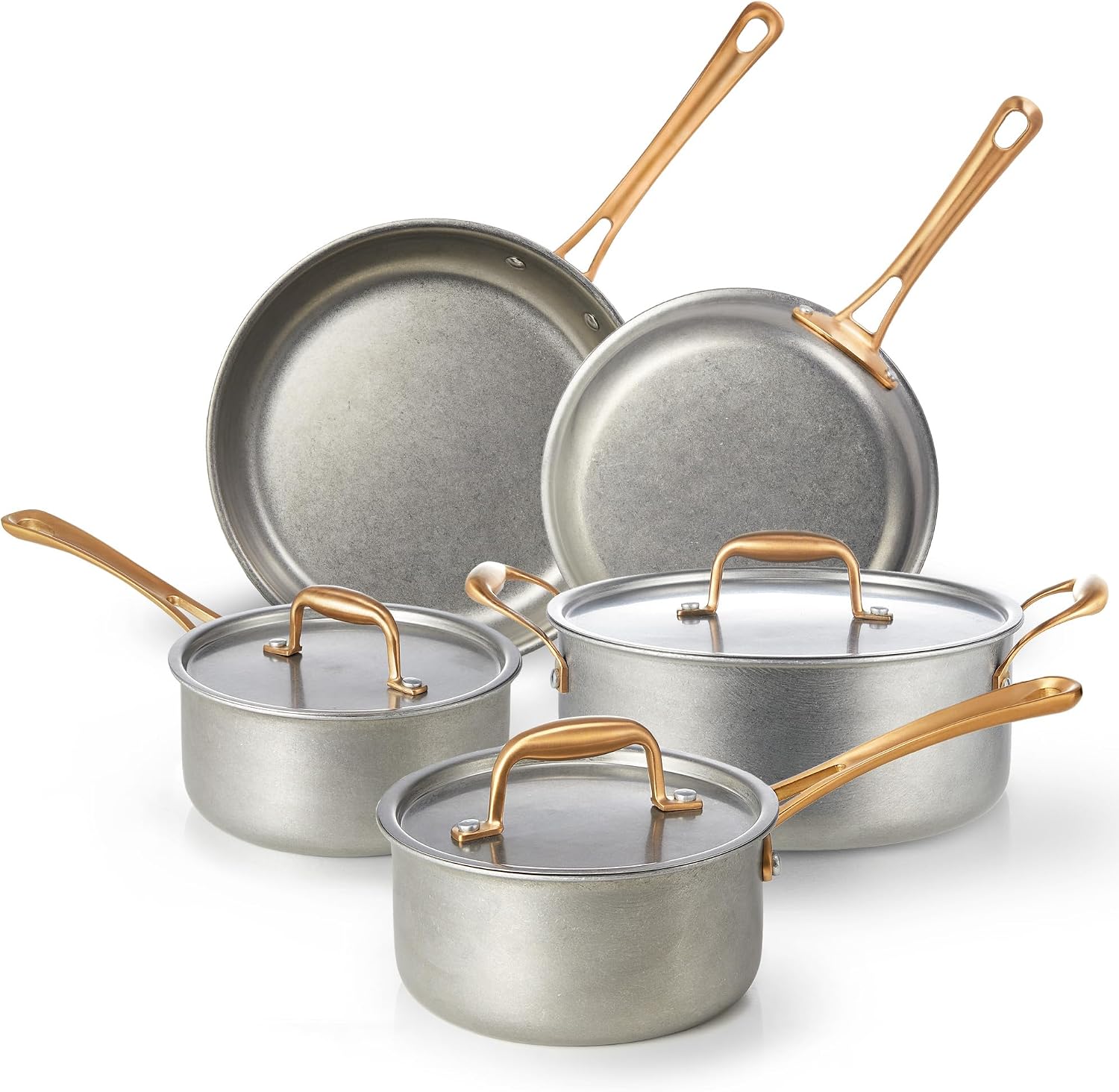 KOKHUB Pots and Pans Set 8 Pcs, Vintage Stainless Steel Cookware Set
