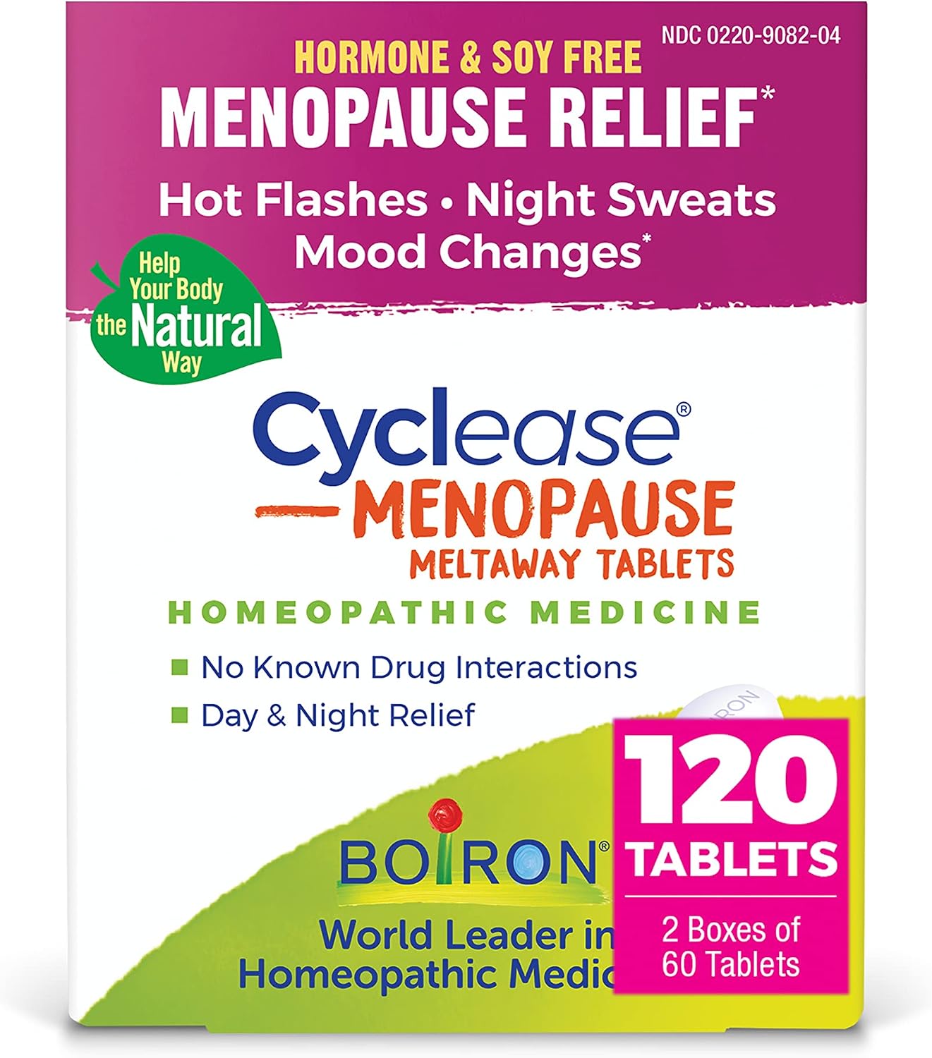 Boiron Cyclease Menopause for Relief from Hot Flashes, Mood Changes, Night Sweats, and Irritability – 120 Count (2 Pack of 60)