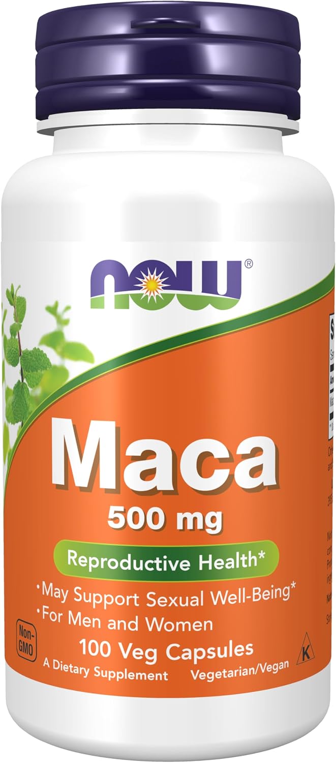 NOW Foods Supplements, Maca (Lepidium meyenii) 500 mg, For Men and Women, Reproductive Health*, 100 Veg Capsules