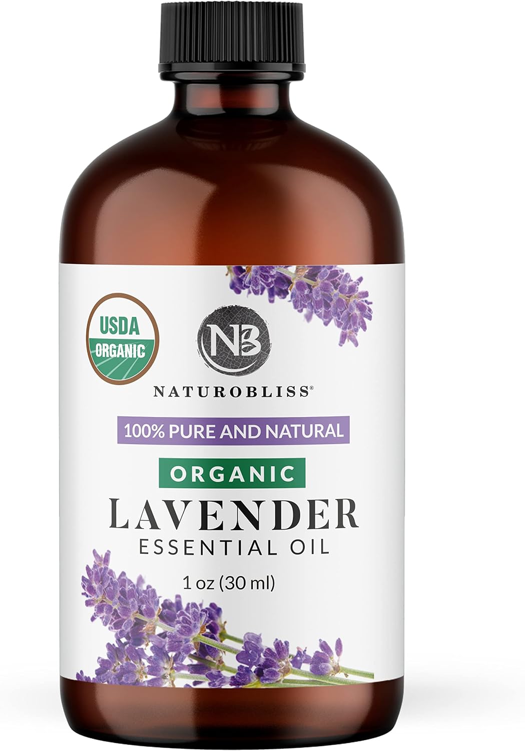 NaturoBliss Organic Lavender Essential Oil, 100% Pure Therapeutic Grade, Premium Quality, 1 fl. Oz / 30 ml – Perfect for Aromatherapy and Relaxation (30ml)
