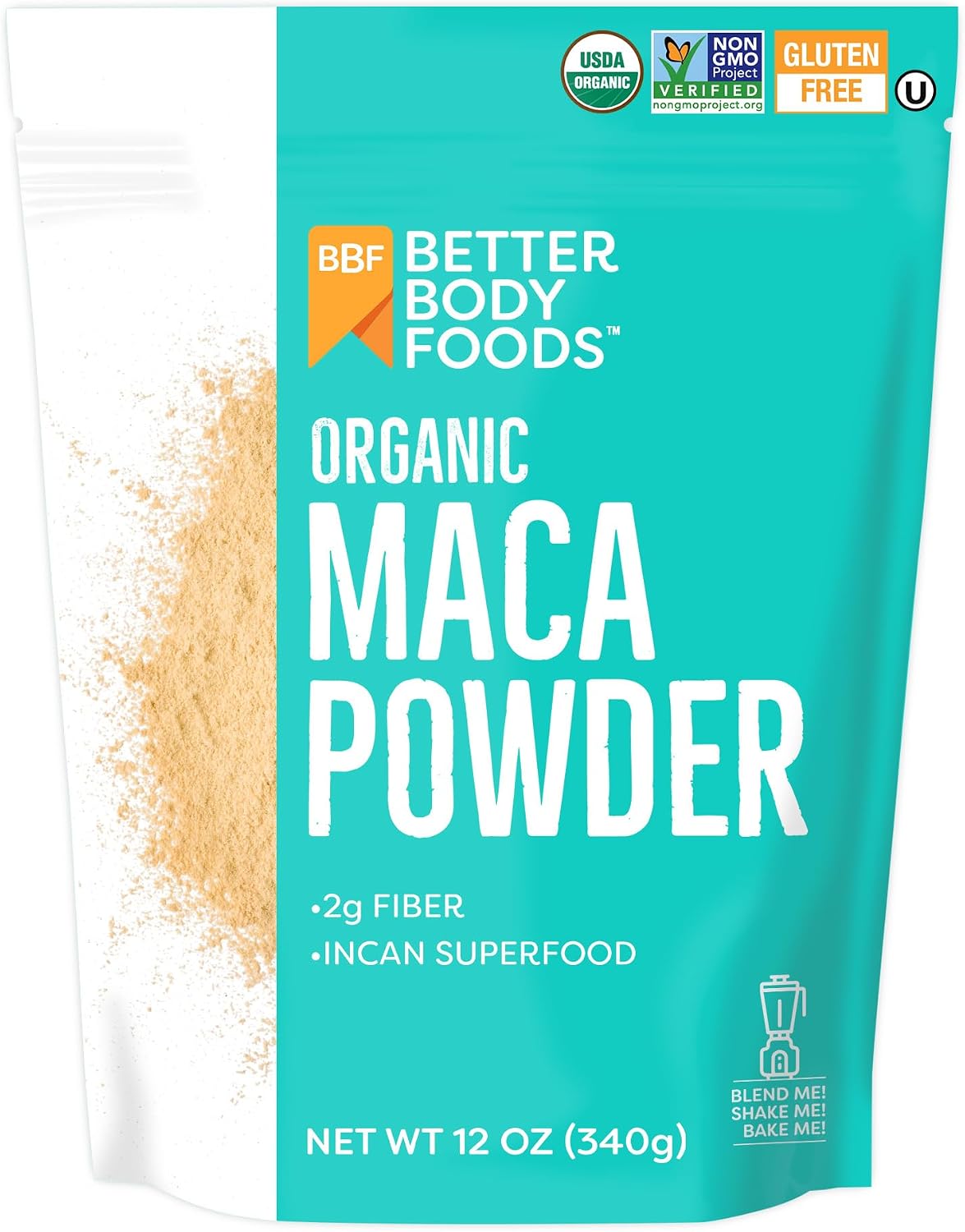 BetterBody Foods Organic Maca Powder, Non-GMO & Gluten-Free, 12 Ounce
