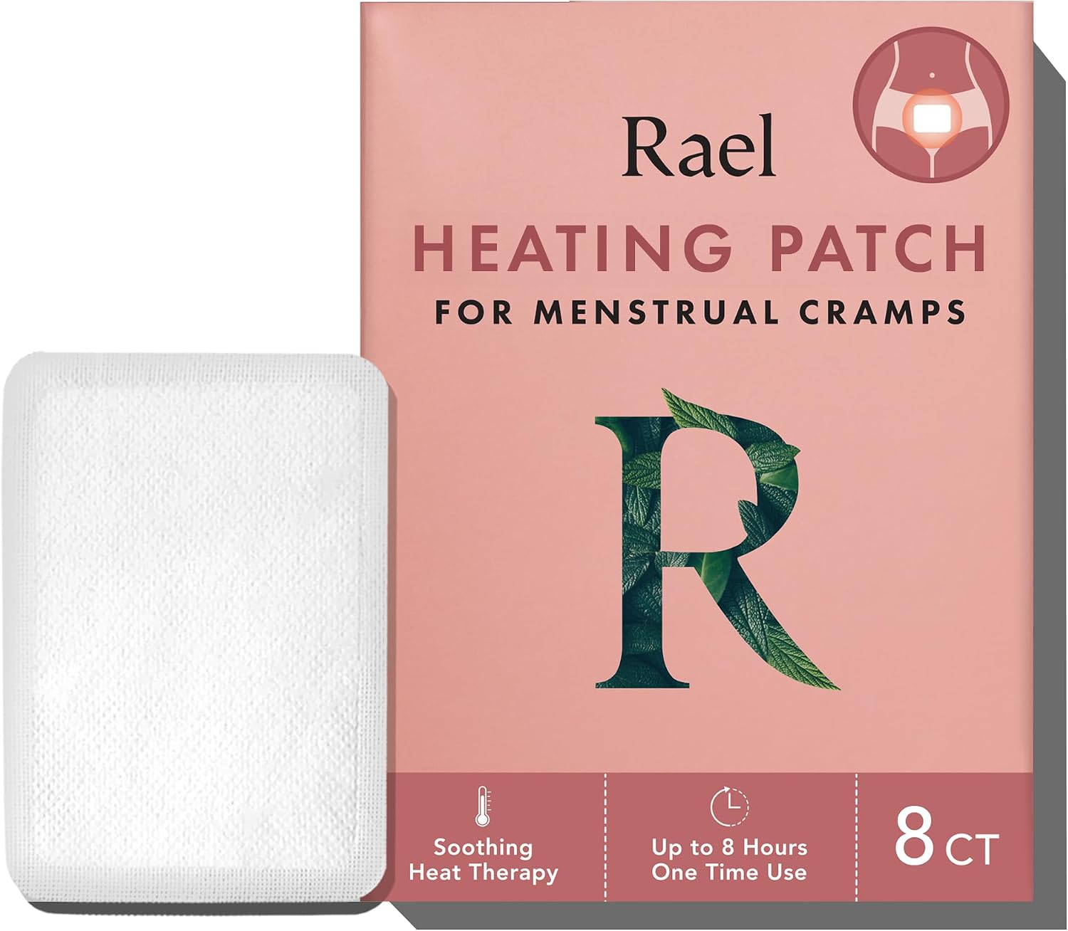 Rael Thin Herbal Heating Patches, Feminine Period Care for Cramps (8 Ct)
