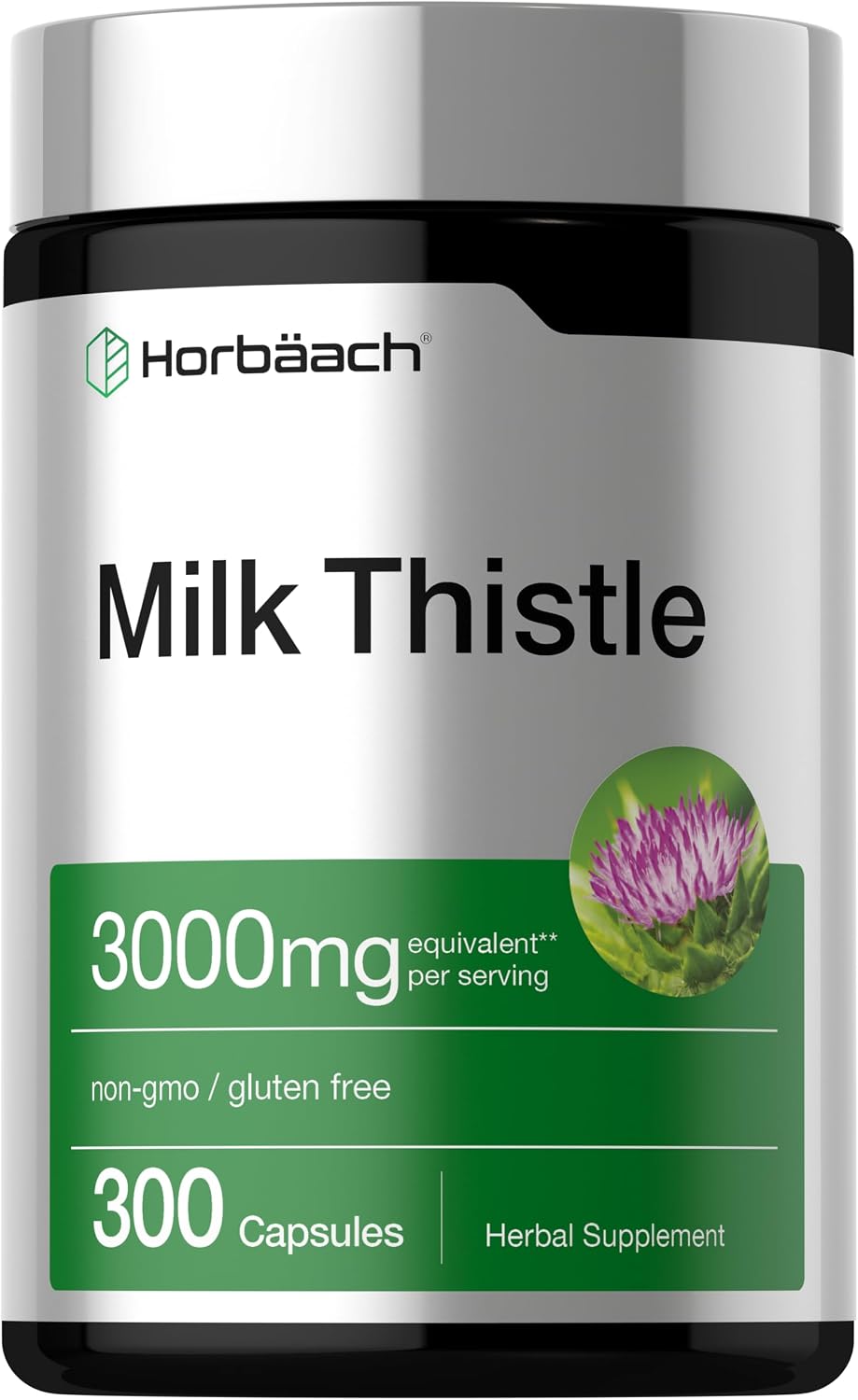 Horbäach Milk Thistle Supplement | 300 Capsules | Herbal Extract