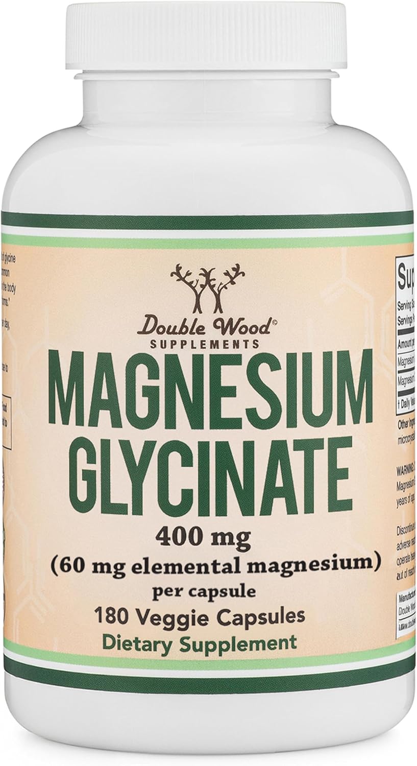 Magnesium Glycinate 400mg for Sleep, Relaxation, and Recovery, 180 Capsules