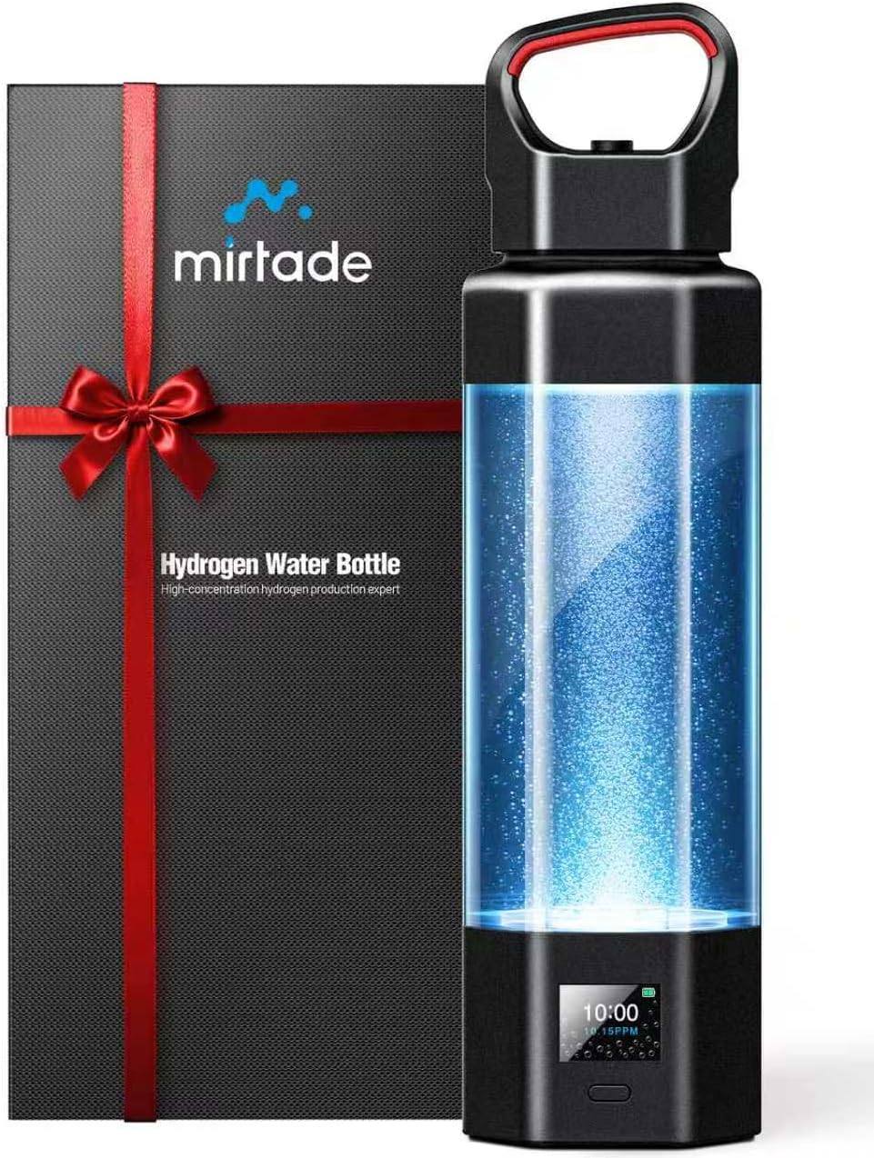 Hydrogen Water Bottle Generator, Up to 10000+ PPB Molecular Hydrogen Water Machine, 12OZ Water Ionizer with SPE/PEM Technology, Portable Hydrogen Rich Water