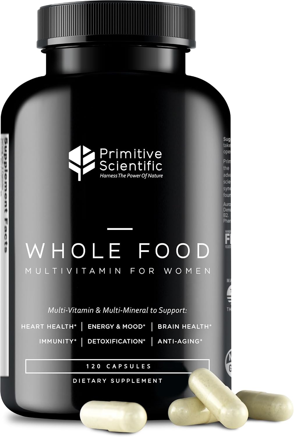 Whole Food Natural Four-a-Day Multivitamin and Mineral Capsules for Women – All-Day Energy, Inner Zen, and Stronger You (120 Capsules) | Women’s All-Day Energy Support, Whole Food Vitamins and Minerals, Inner Zen, Multivitamin