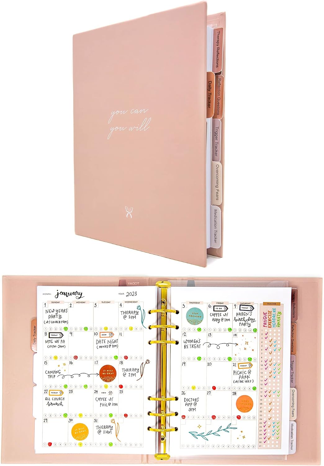 CanPlan Mental Health Planner – Self Care Gift for Women, Mental Health Journal, Book, Anxiety, Depression, ADHD Planner and Tracker, Self Love Self Care Journal, Wellness Planner, Pink