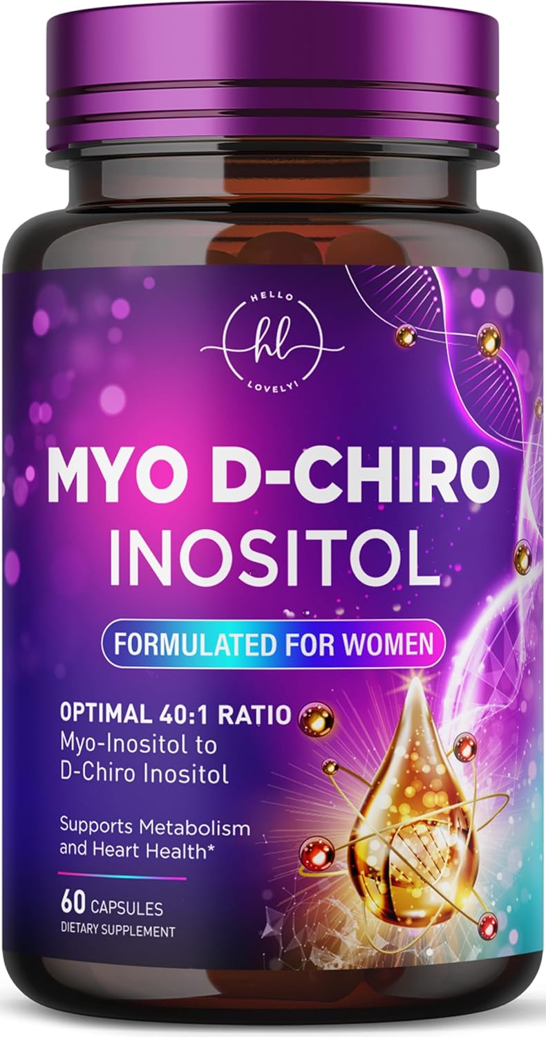 Myo-Inositol & D-Chiro Inositol Supplement 2000mg – Myoinositol with Ideal 40:1 Ratio – Fertility Supplements for Women for Ovarian Health & Hormone Balance Support, Bottled in the USA – 60 Capsules