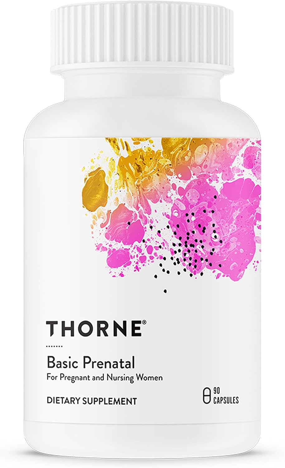 THORNE Basic Prenatal, Includes Active Folate, Choline & Iron, 90 Capsules | Comprehensive Daily Multi-Vitamin for Pregnant & Nursing Women, Gluten, Dairy & Soy-Free, NSF Contents Certified