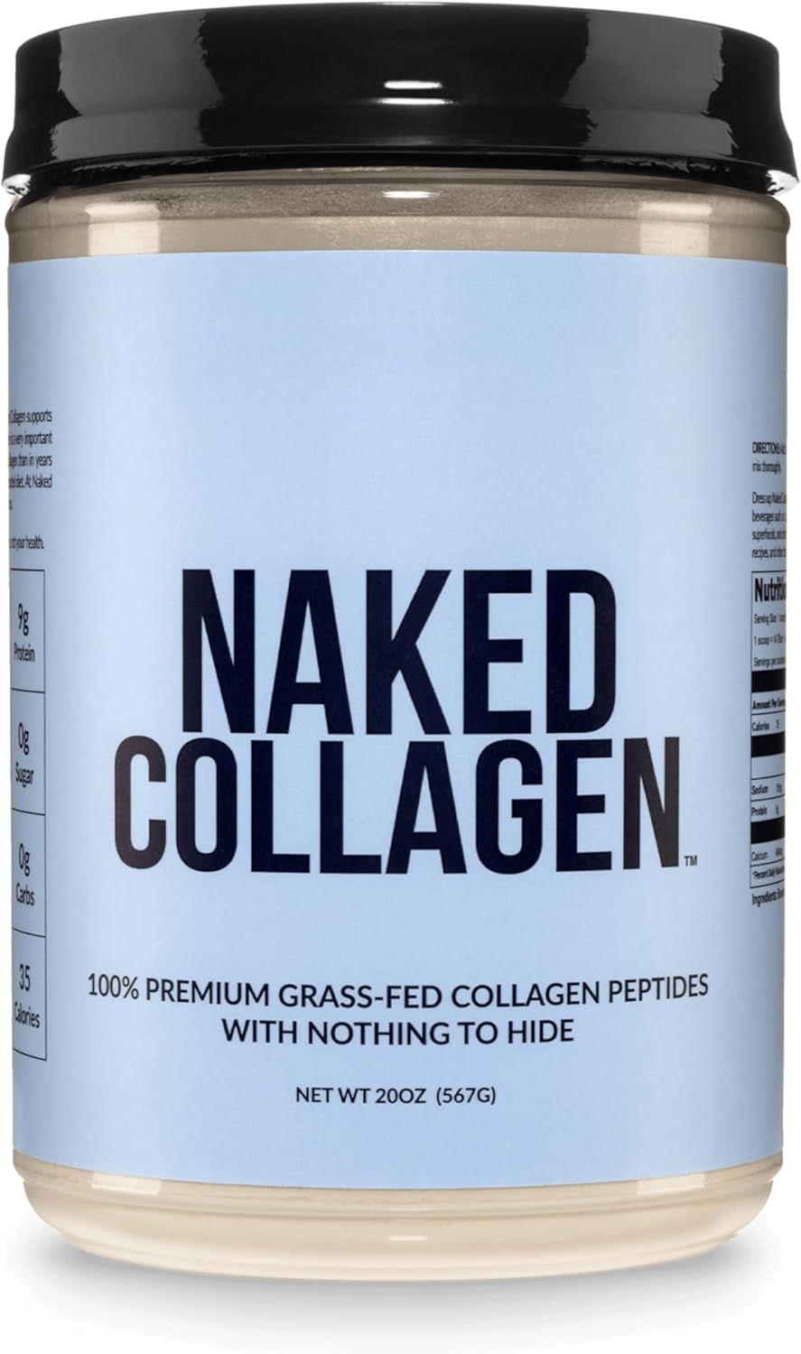 NAKED Collagen Peptides Protein Powder, 60 Servings, Pasture-Raised, Unflavored Grass-Fed Hydrolyzed Collagen Supplement, NSF Certified, Paleo Friendly, Non-GMO, Keto, Gluten Free, 20oz