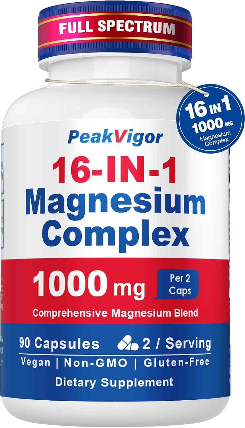 16 in 1 Magnesium Complex for Women, Sleep Support, Third-Party Tested | 1000mg Magnesium Complex Supplement with Magnesium Glycinate, Citrate, Orotate, Malate, Easy-Swallow Vegan Capsules