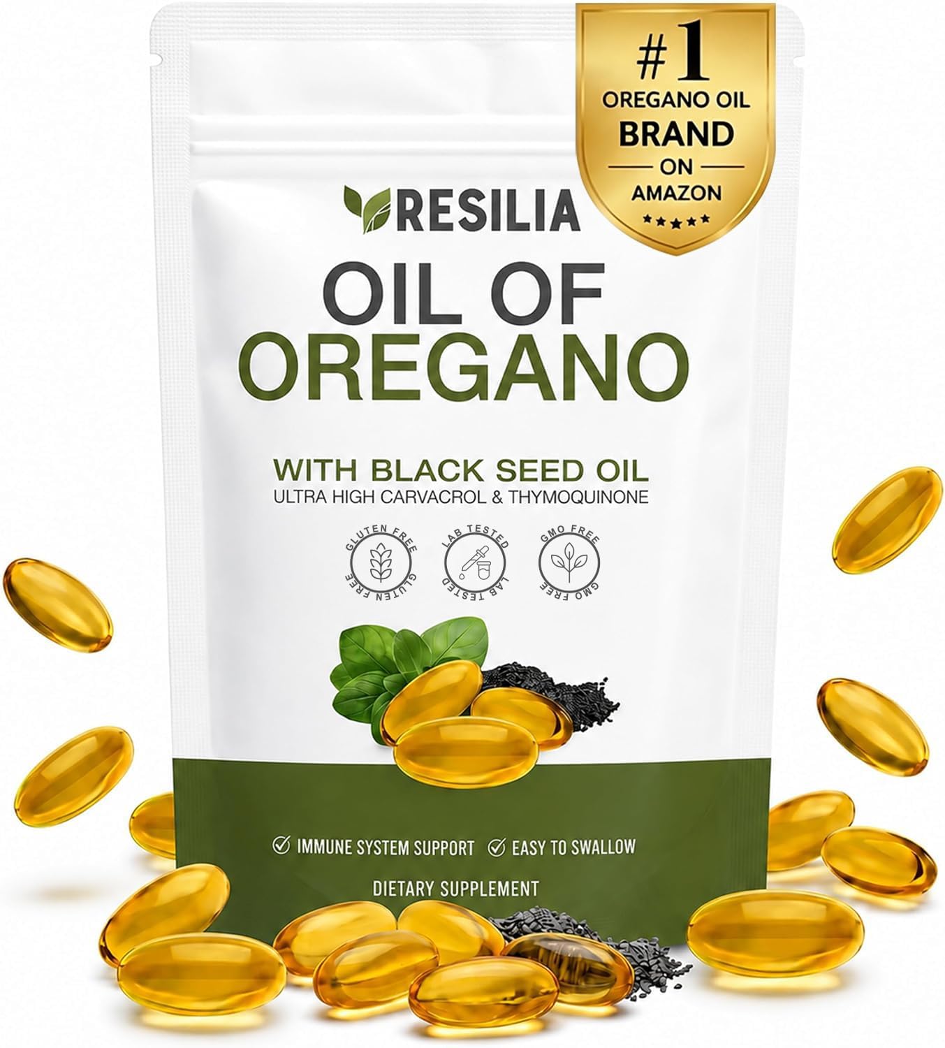 Resilia Oil Of Oregano Softgels with Black Seed Oil – 60 Softgels