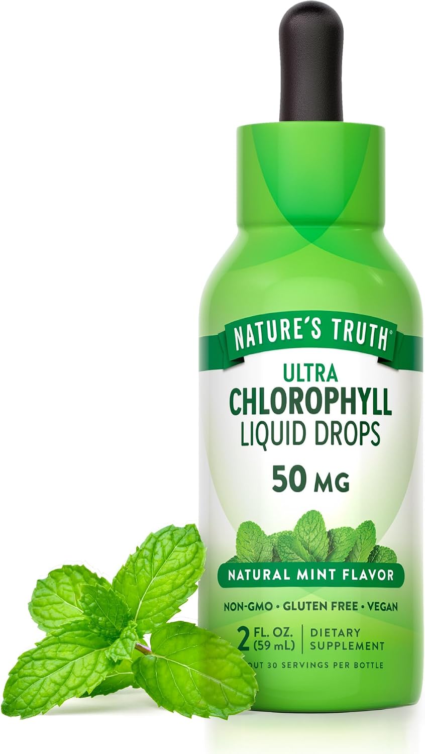 Nature’s Truth Liquid Chlorophyll Drops | 50 mg Chlorophyll | 2 fl oz | Natural Mint Flavor | Vegan, Non-GMO & Gluten Free Supplement