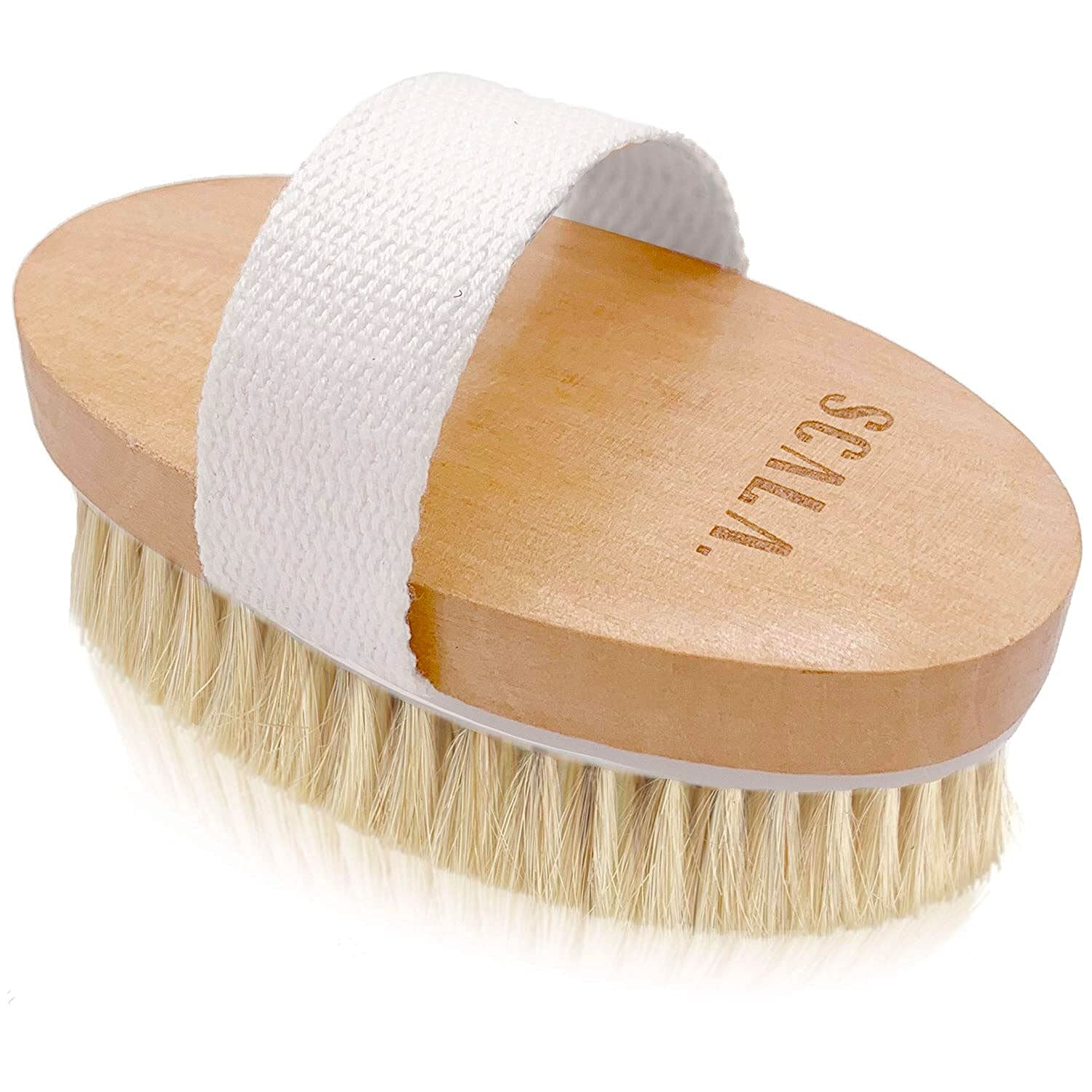 Scala Body Brush Natural Bristle, Dry Brushing Exfoliator for Dead Skin