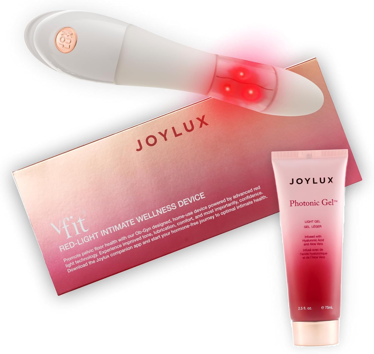 Joylux vFit Red Light Device and Photonic Gel Set for Women (2-Pack Set) | Feminine Wellness Device and Photonic Gel Contains Aloe Vera & Hyaluronic Acid for Added Moisture for At-Home Self-Care