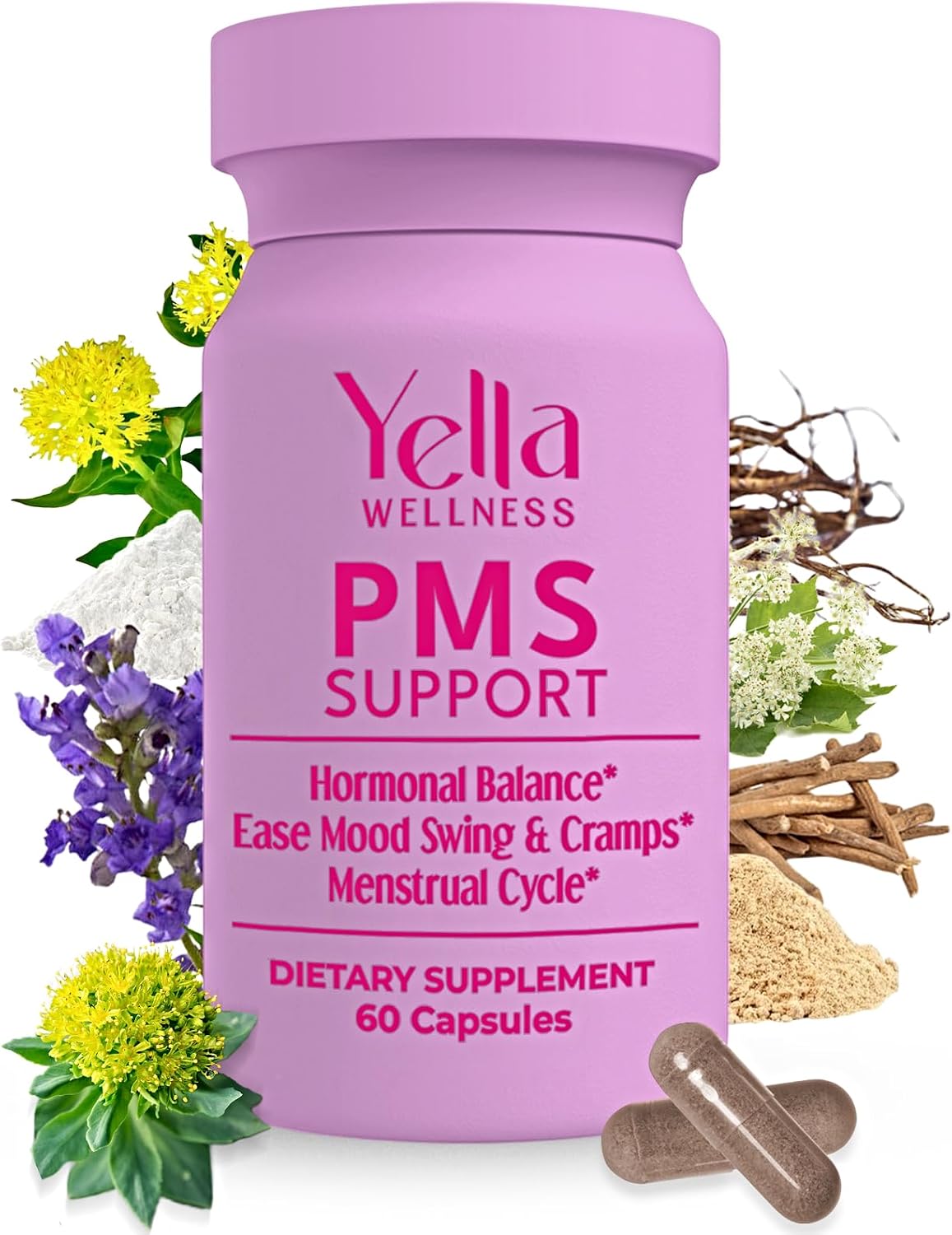 Hormone Balance for Women – PMS Support Supplement for Women w/Chaste Tree, Dong Quai and Ashwagandha- PMS and Menopause Relief for Bloating, Cramps and Mood Swings- (60ct)