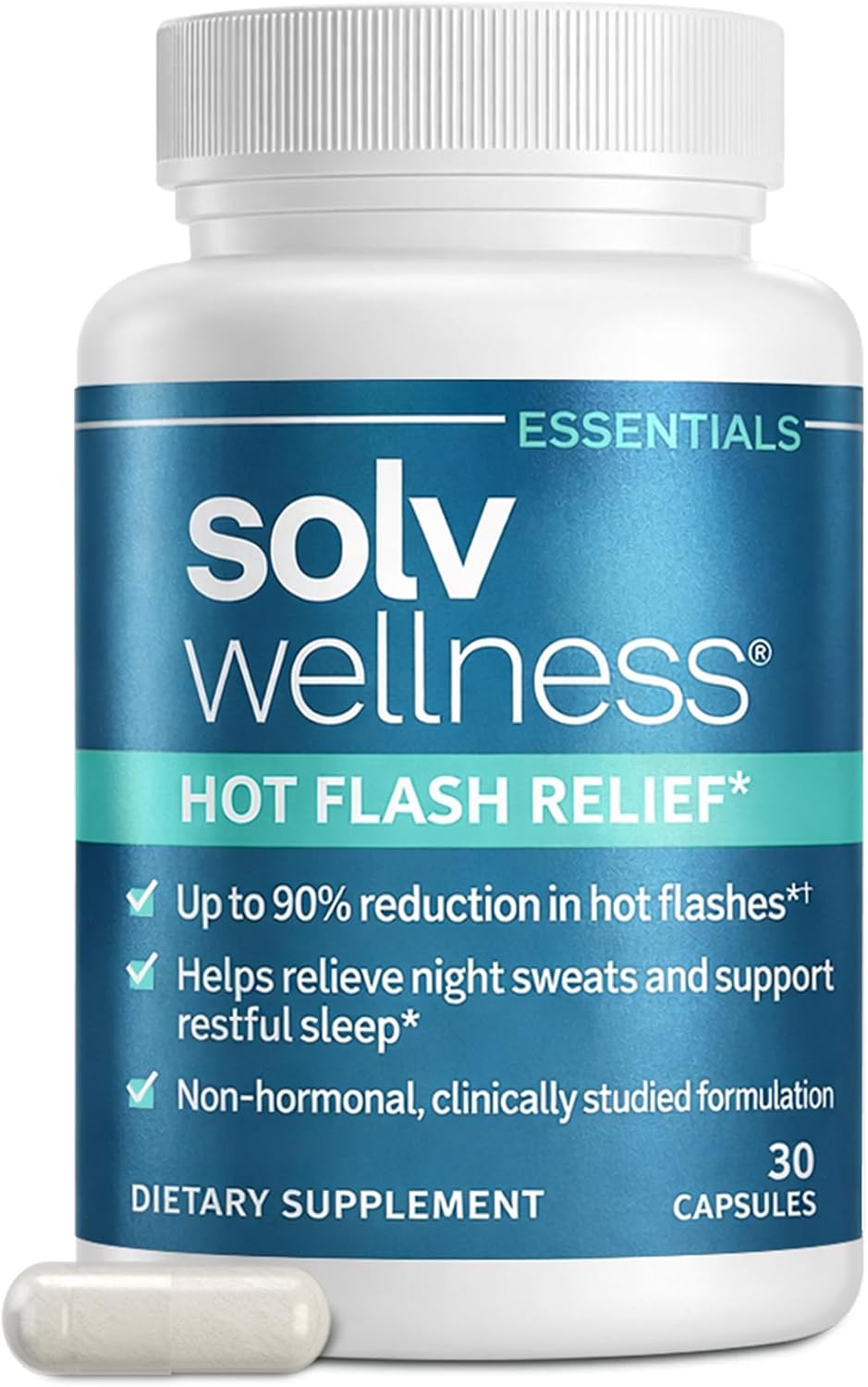 Solv Wellness Hot Flash Relief Supplement, Perimenopause & Menopause Support for Hot Flashes, Night Sweats & Sleep Disruption, 30 Capsules​
