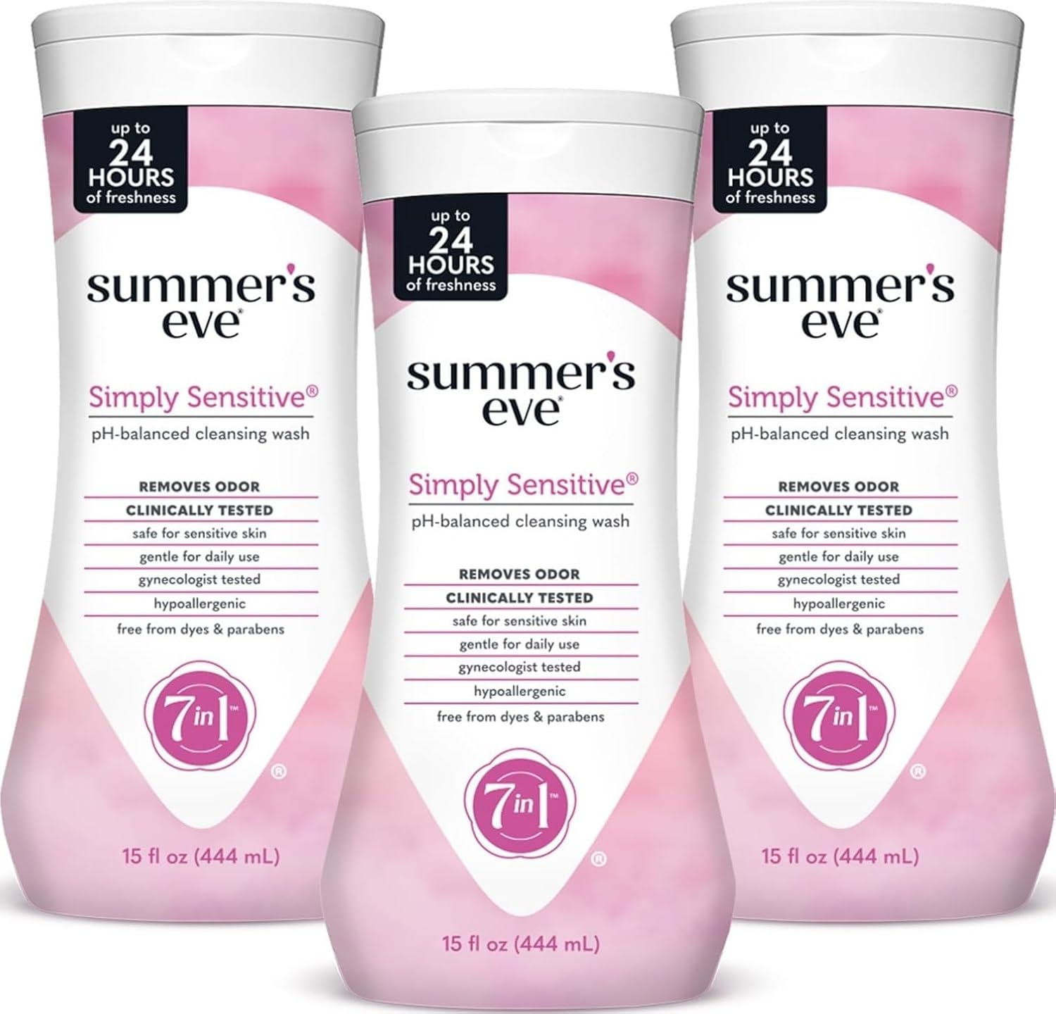Summer’s Eve All-Over Daily Feminine Wash, Simply Sensitive, 15 Fl Oz, 3 Pk