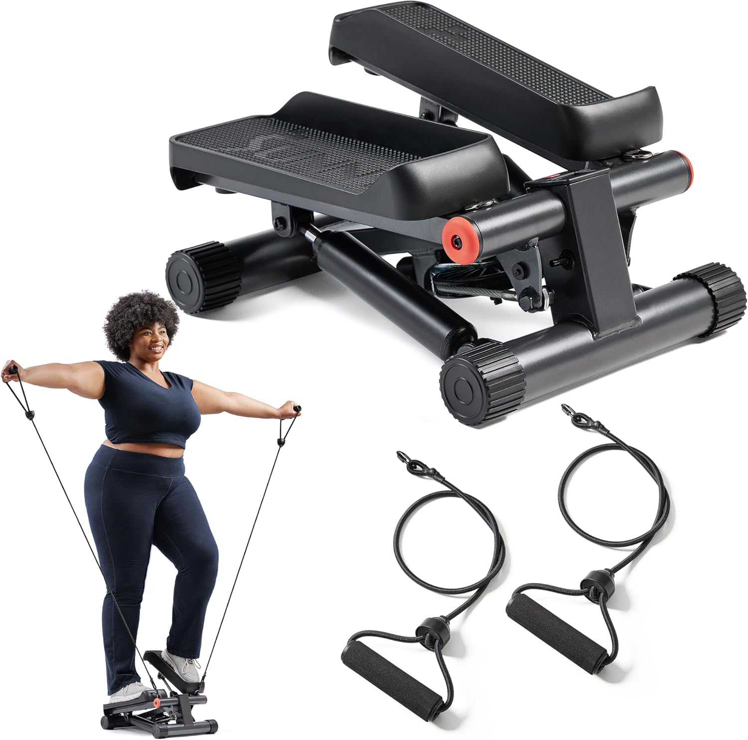 Sunny Health & Fitness Mini Stair Stepper w/Resistance Bands for Home Gym