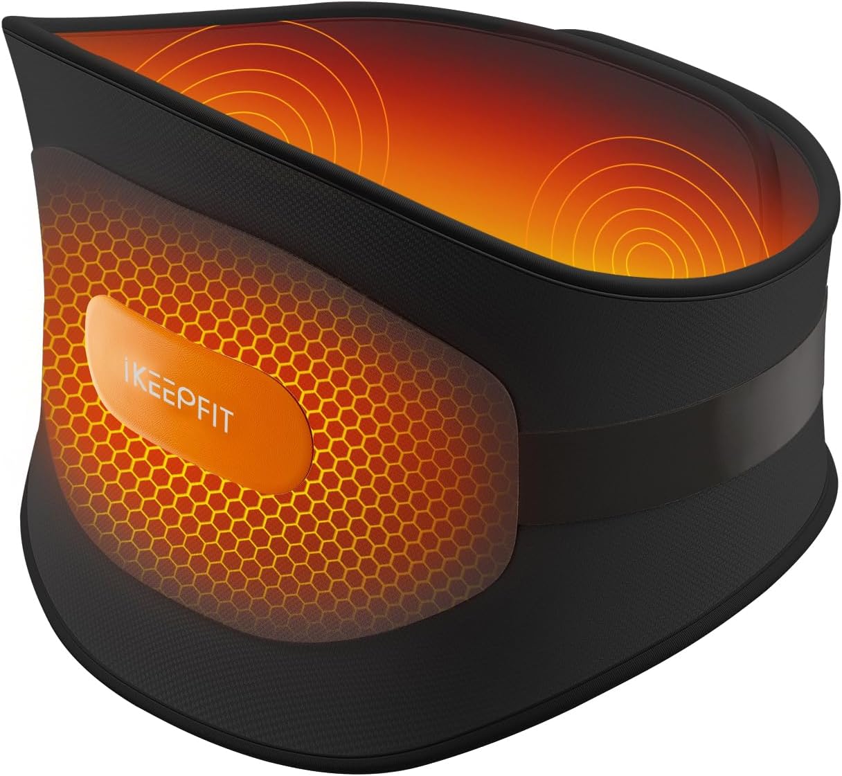 IKEEPFIT Portable Heating Pad for Back, Cordless Wearable Heat Belt with Massager for Lower Back Pain Relief, Battery Powered 8000 mAh Rechargeable, MAXwarm® 3.0, Gift for Women Men 90-310 lbs