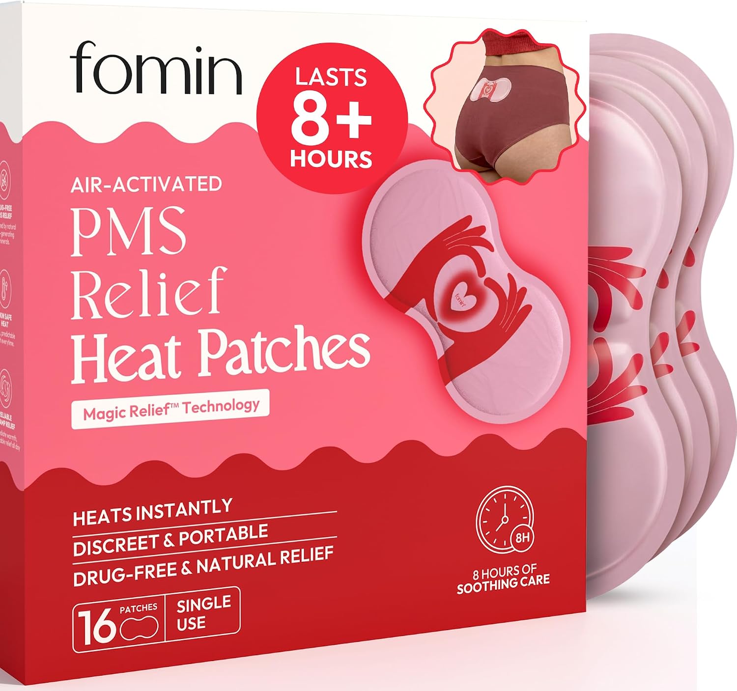 FOMIN PMS Relief Heat Patches (16 Pack) – Menstrual Cramp Relief