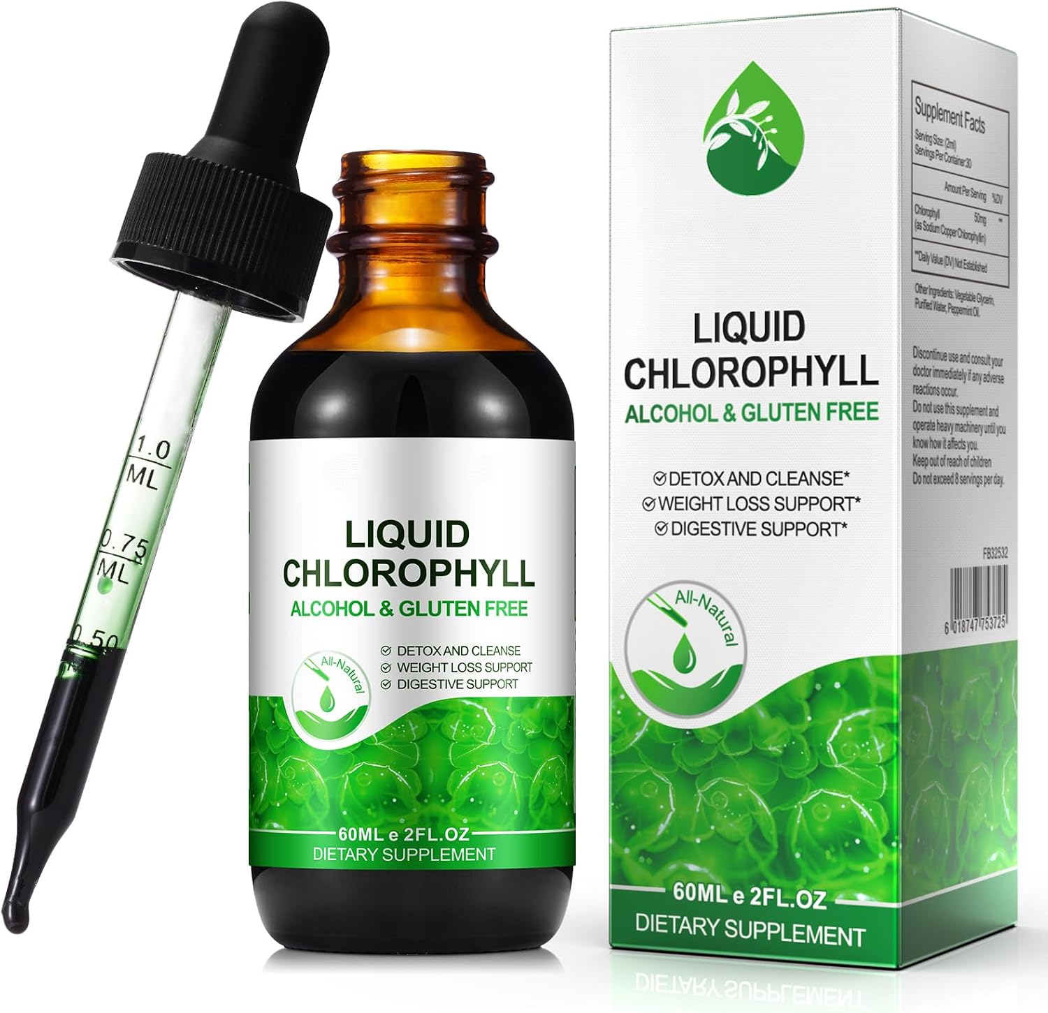 Liquid Chlorophyll Drops, Chlorophyll Liquid Drops, Body Deodorizing, Supports for Odor Balance, Natural Body Freshness, Body Odor Control, Fresh Breath, 60ml.