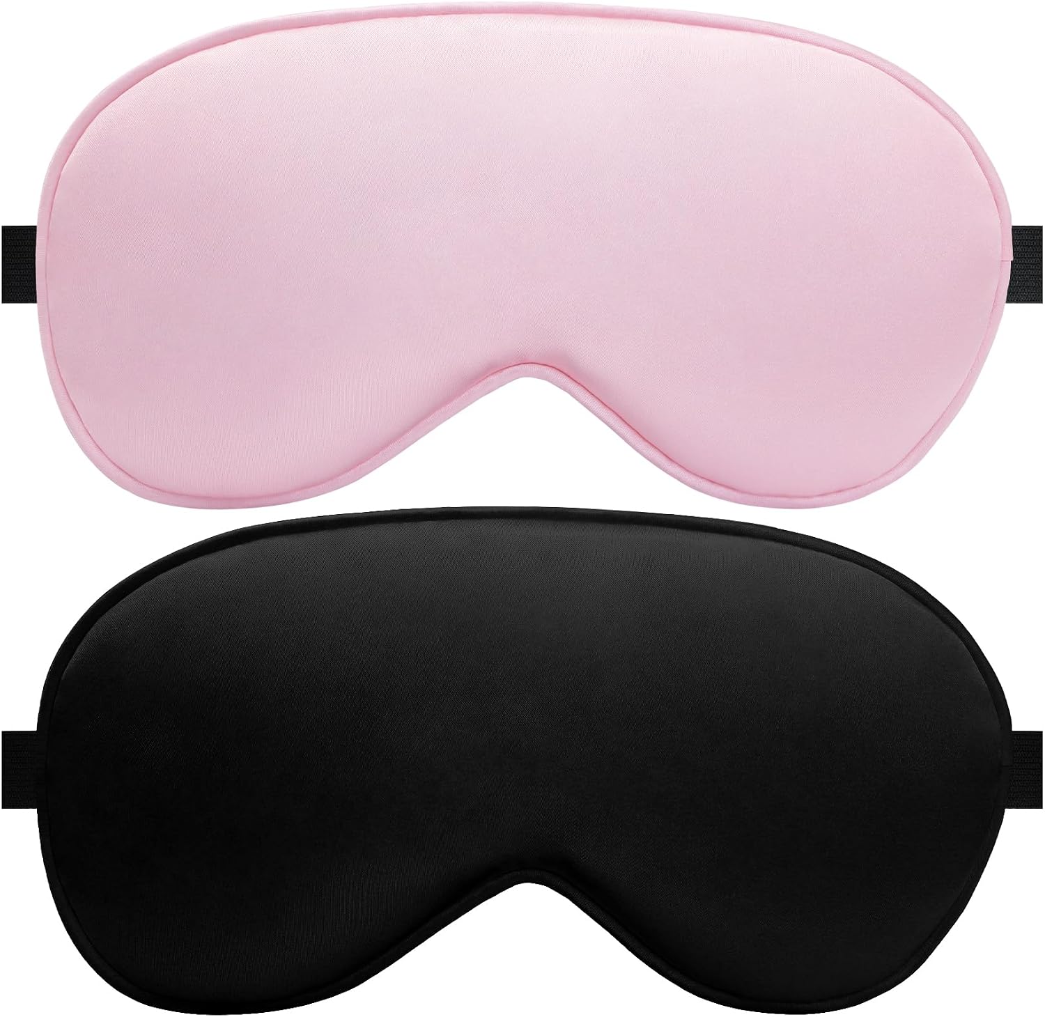 Silk Flat Sleep Eye Mask for Men Women, Non-3D, Black & Pink