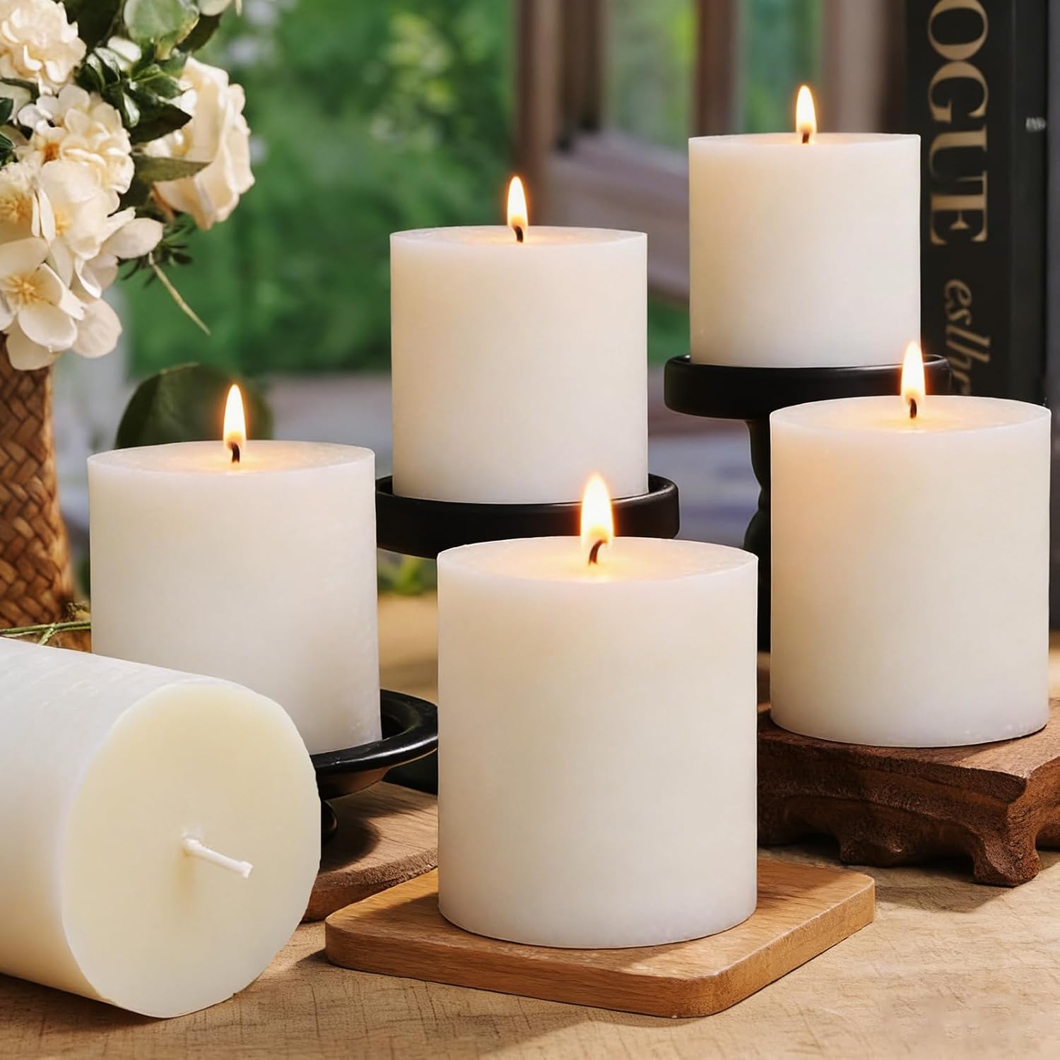 Unscented Soy Pillar Candles,Non-Toxic 2.8×3 Inch Candle,30 H,6 Pack