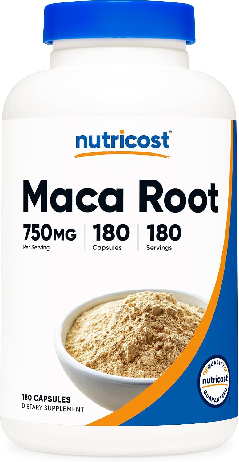 Nutricost Maca Root Capsules 750mg, 180 Capsules For 180 Servings | Lepidium meyenii