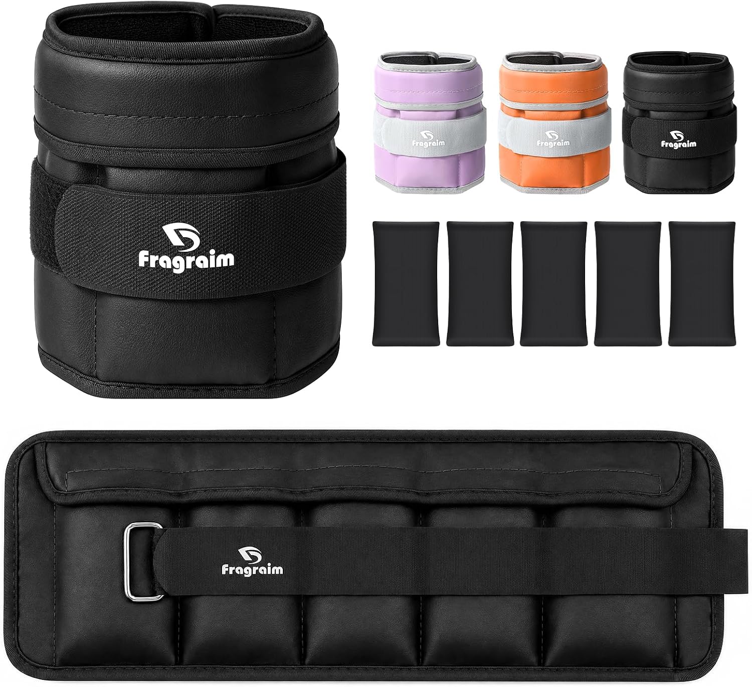 Fragraim Adjustable Ankle Weights for Women and Men, 1 Pair (2–10 lbs)