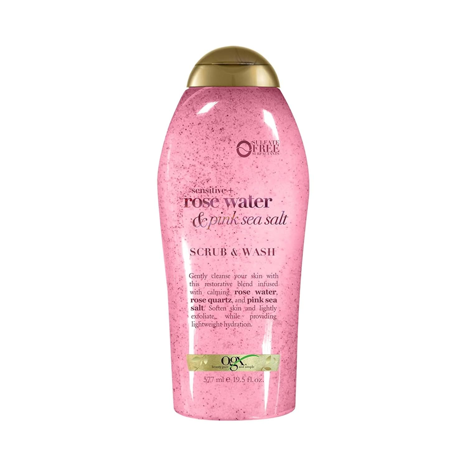 OGX Sensitive + Rose Water & Pink Sea Salt Body Scrub, 19.5 fl oz