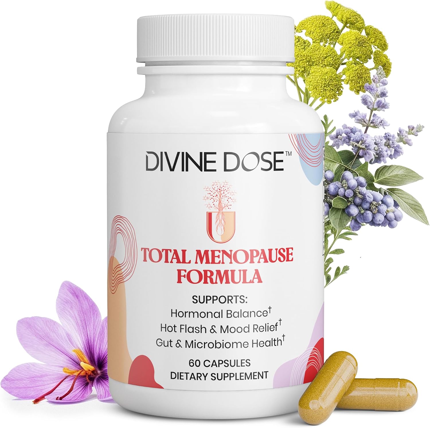 Total Menopause Formula 17-in-1 Stress Support Supplement for Women with Ashwagandha, Black Cohosh (Hormonal Balance), Maca, Probiotics, Vitamins D3, B6, B12, Vitality & Mental Clarity | 60 Capsules