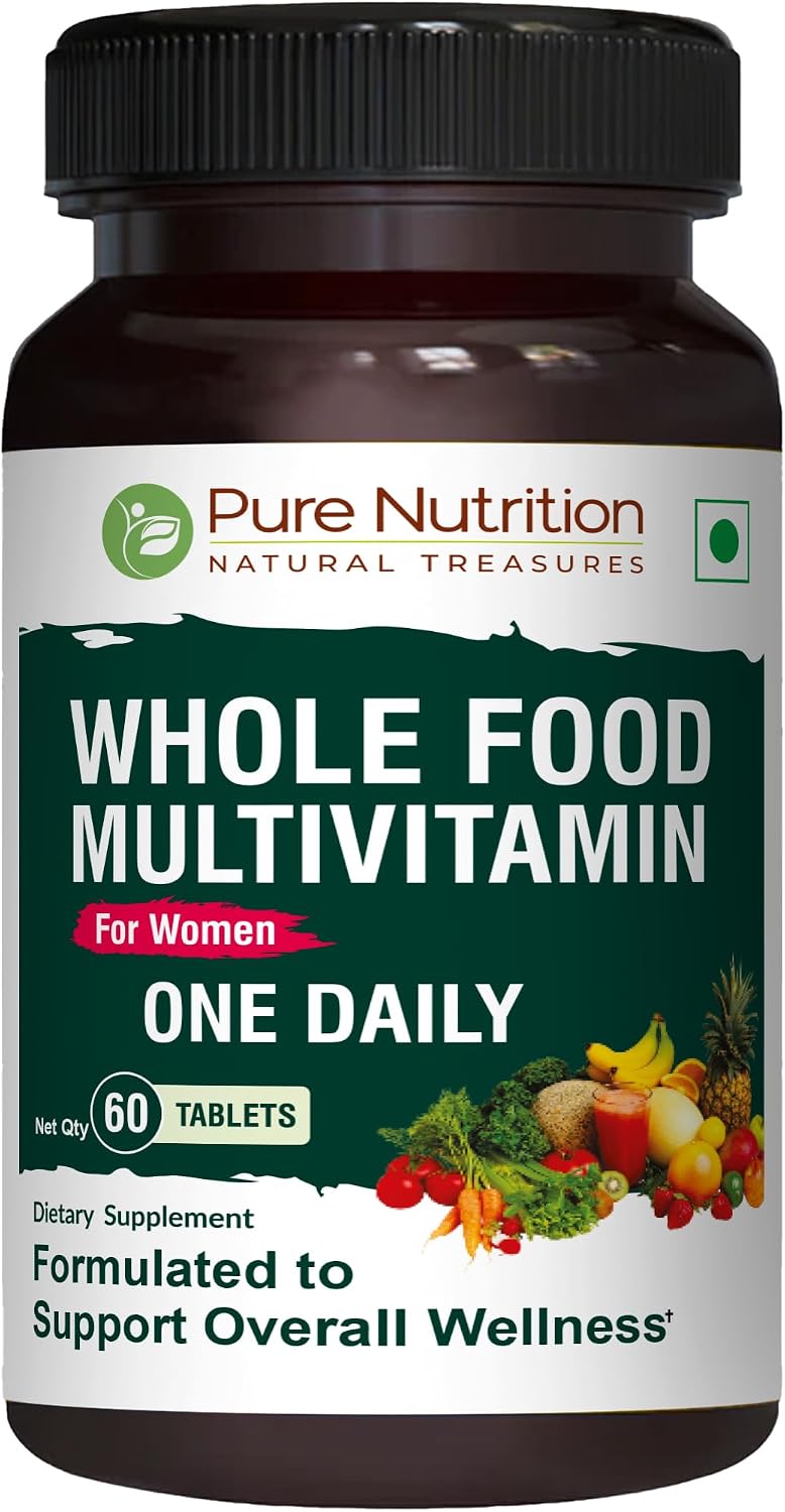 Pure Nutrition Whole Food Multivitamin for Women | 60 Tabs | One-A-Day | 100% RDA | 24 Natural Vitamins and Minerals | All Natural Plant Based Women’s Multivitamin | 2 Months Supply