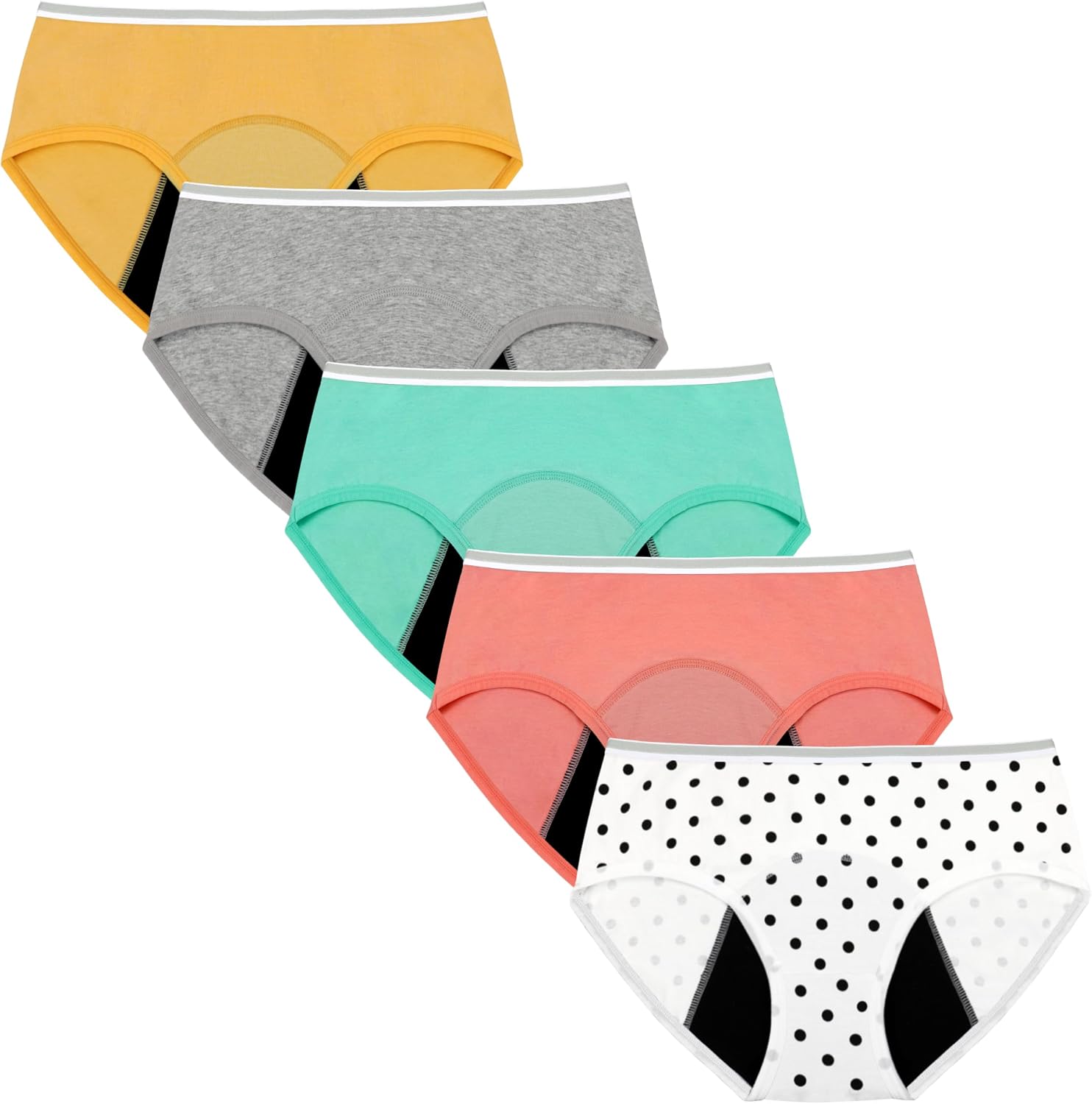Geronmine Teen Girls Period Panties For Heavy Flow High Absorbency First Period Starter Underwear Menstrual Leakproof Briefs