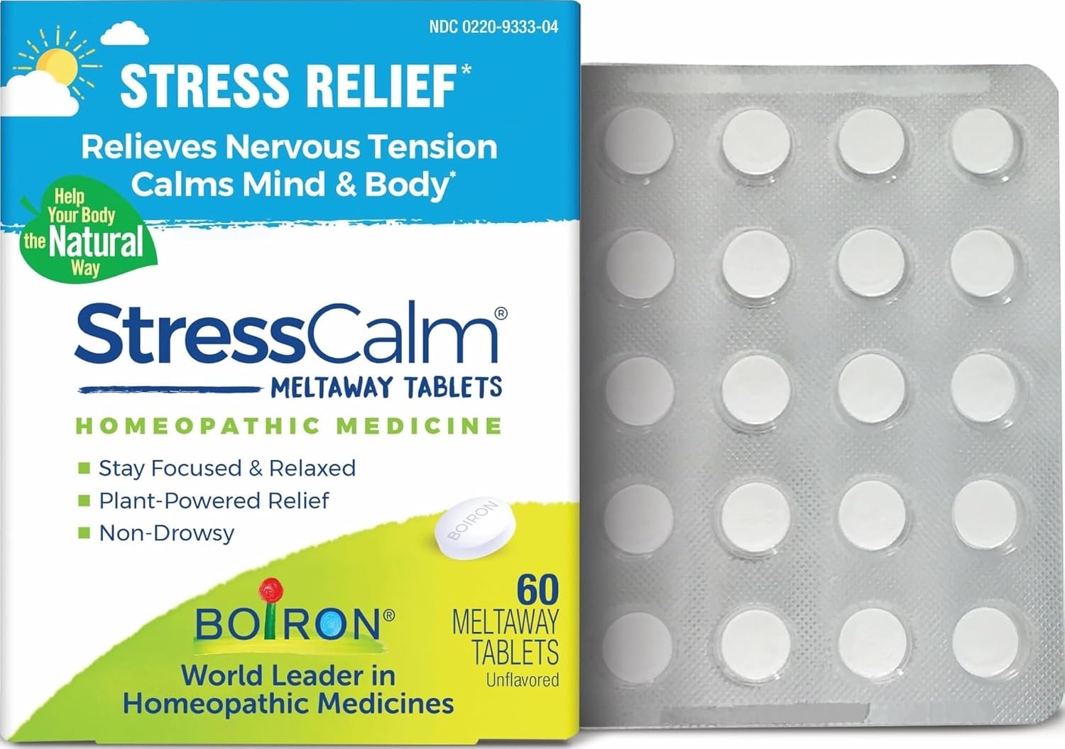 Boiron StressCalm Tablets for Relief of Stress, Anxiousness, Nervousness, Irritability, and Fatigue – 60 Count