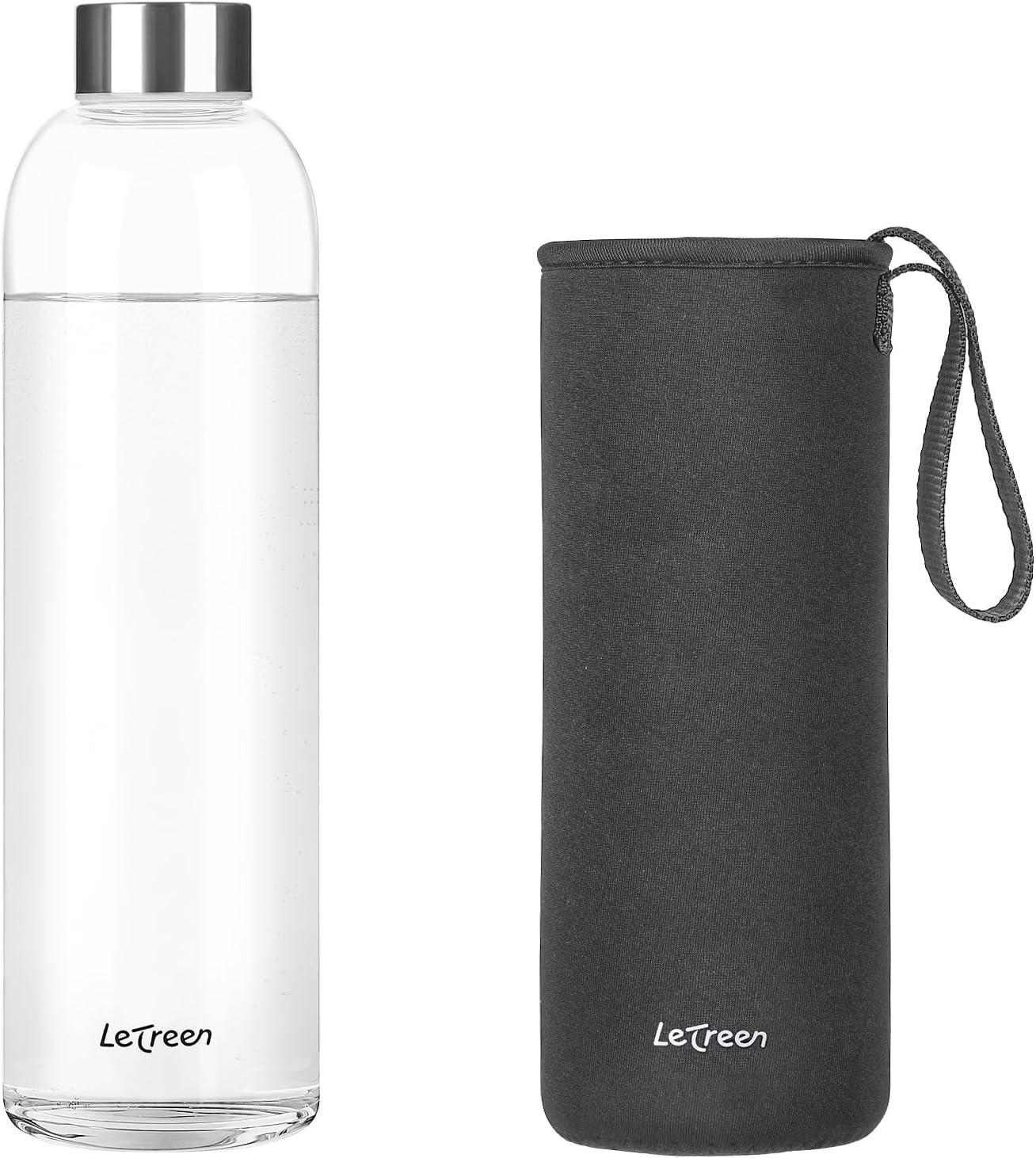 Glass Water Bottle 32 oz with Lid and Neoprene Sleeve, 1 Pack | Glass Drinking Bottle, Reusable, Eco Friendly, Bpa Free, Leakproof, High Borosilicate, for Hot Cold Drinks, Work, Gym, Home
