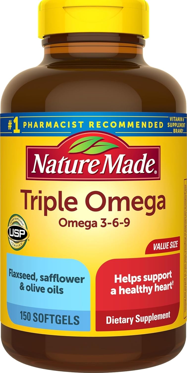 Nature Made Triple Omega 3 6 9 Supplements, 150 Softgels