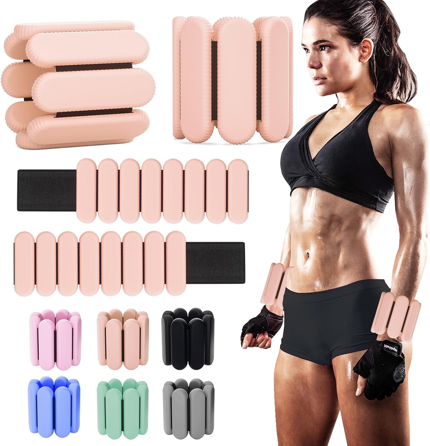 YOVKOK Adjustable Wrist Ankle Weights, 2 LBS/Pair, Bundle Options