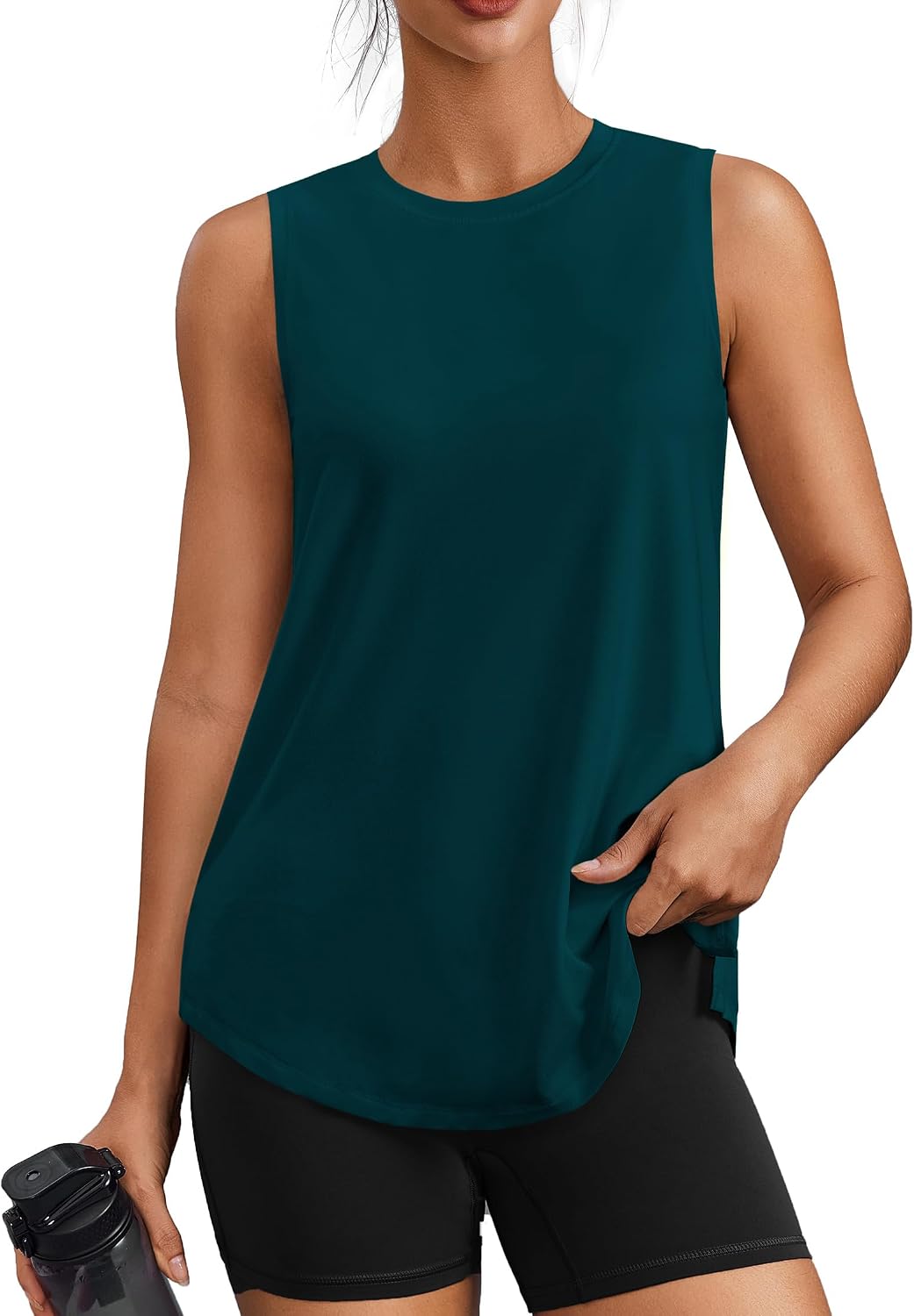 PINSPARK Workout Tank Tops for Women UPF 50+ Side Slits Athletic Gym Shirt