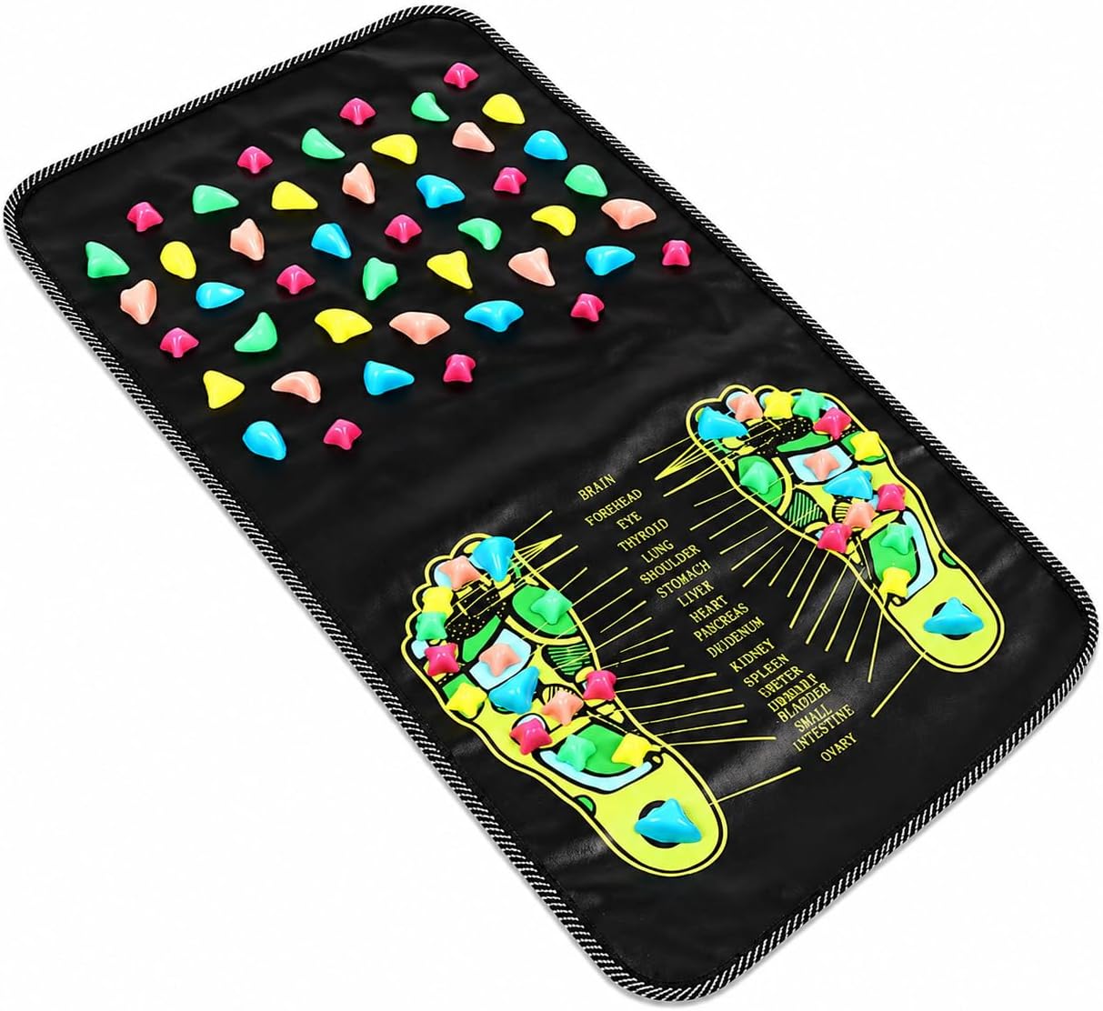 Acupressure Massage Mat for Back, Neck & Feet, Full Body Pressure Point Relief Mat with Foot Reflexology Chart, 27.5 Inch Portable Relaxation Mat