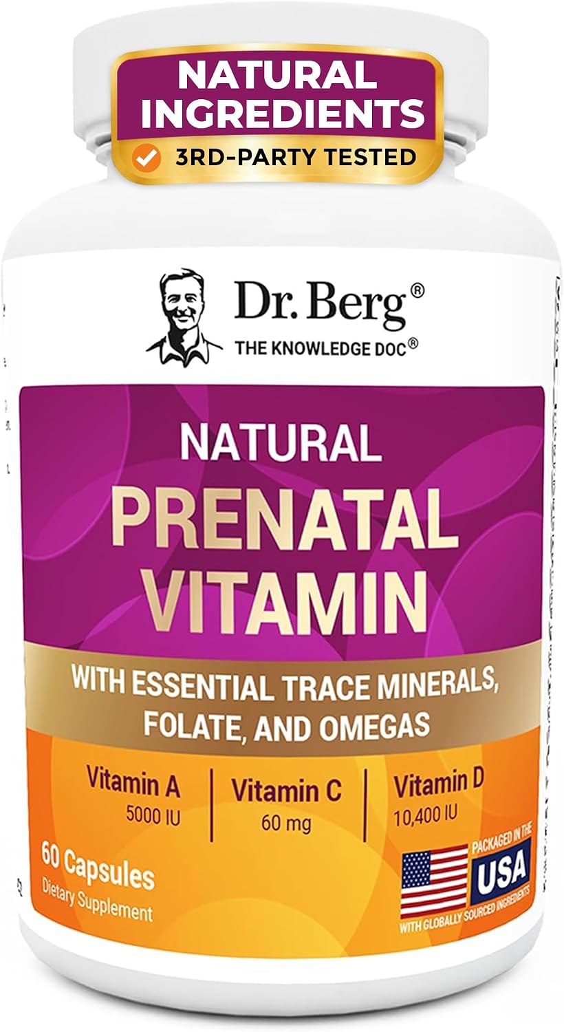Dr. Berg Natural Prenatal Vitamins for Women (Pregnant & Nursing) – Prenatal Vitamins with Folate, Vitamins, Minerals, Omegas, &11 Powerful Superfoods – Womens Prenatal Multivitamin – 60 Capsules
