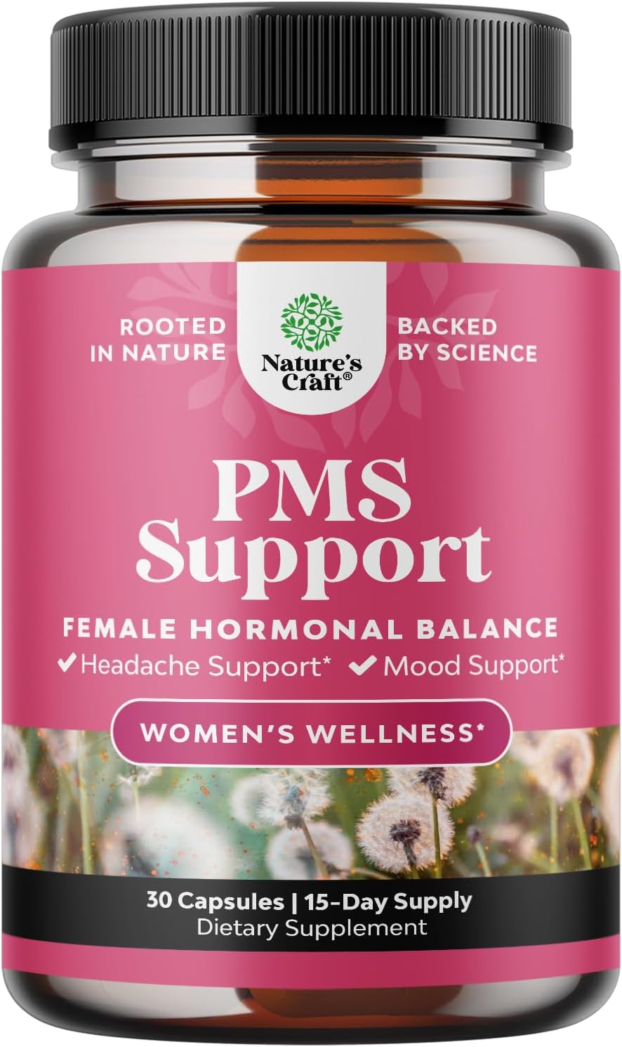 PMS Support Supplement for Women – Hormone Balance for Women & Menstrual Ease with DIM, Chasteberry, Black Cohosh & Ashwagandha – for Period Cramps Ease, Menopause Bloating, Mood Swing – 30 Ct