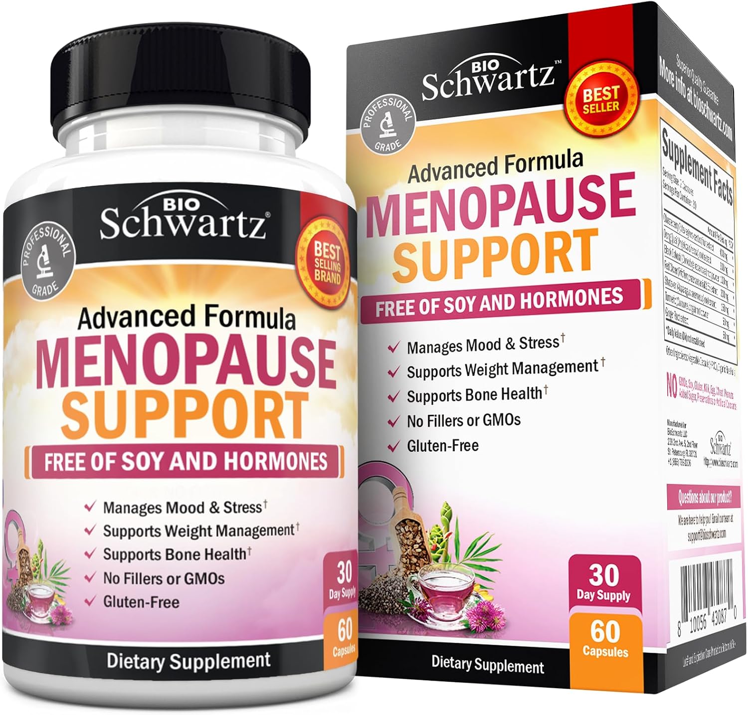 Herbal Menopause Support for Women – Supports Healthy Mood and Balance | Milk Thistle Chasteberry Black Cohosh Red Clover Turmeric Ginger – Menopause Supplements for Women – 60 Veggie Capsules