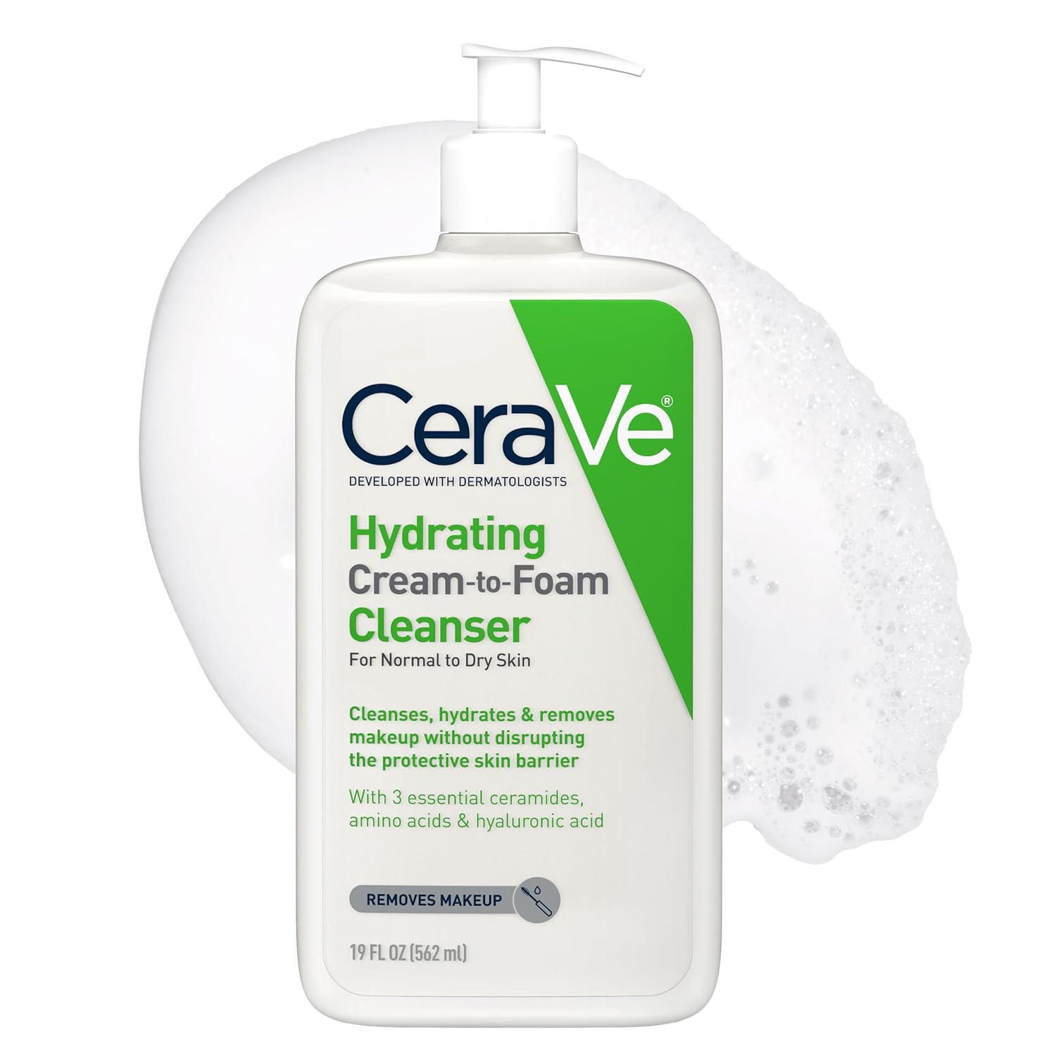 CeraVe Hydrating Cream To Foam Cleanser, Face Wash for Dry Skin, 19oz